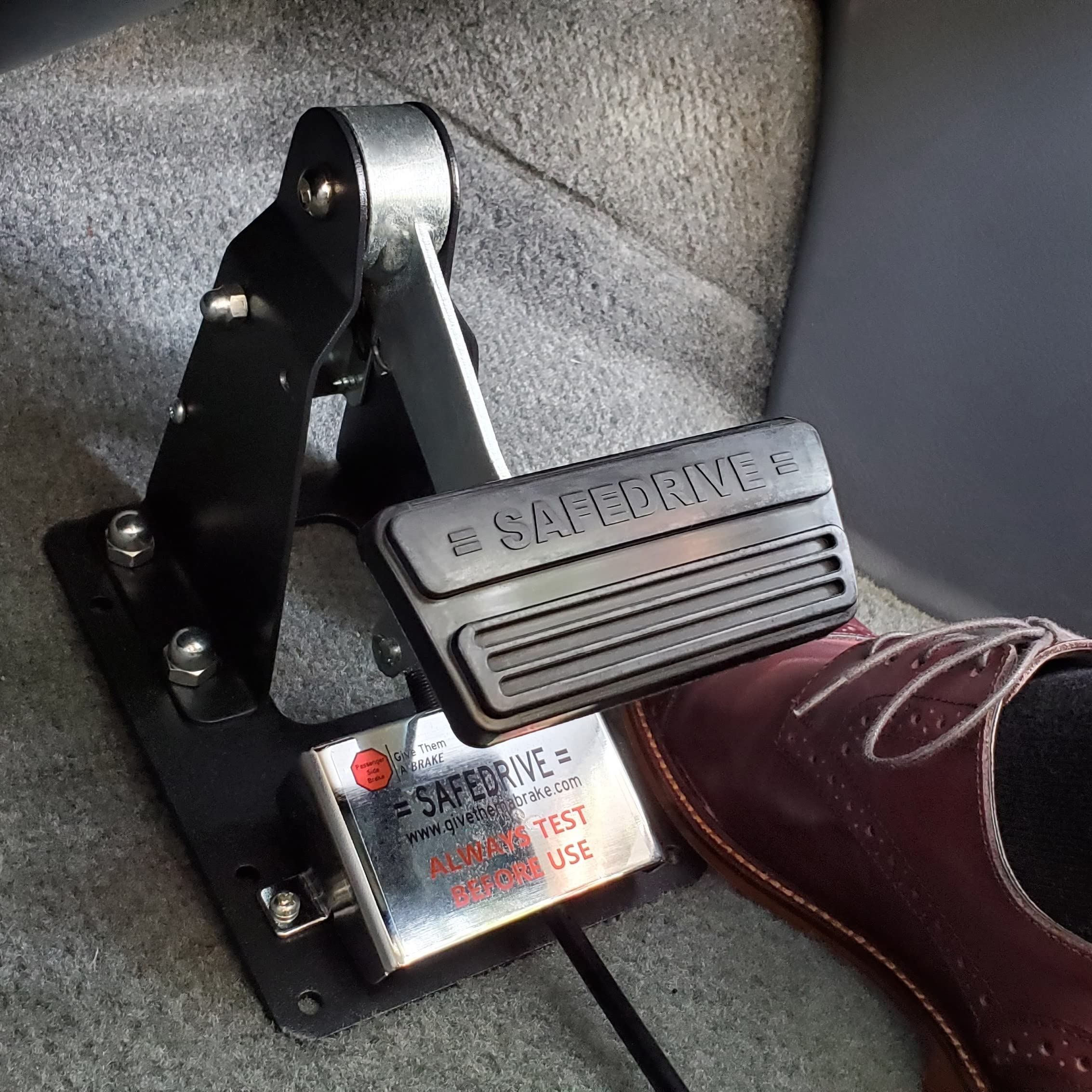 SAFEDRIVE Universal Dual Brake Pedal for RHD, Steel, Black with Chrome Highlights, Model SDP001, Ideal for Student Driver Training