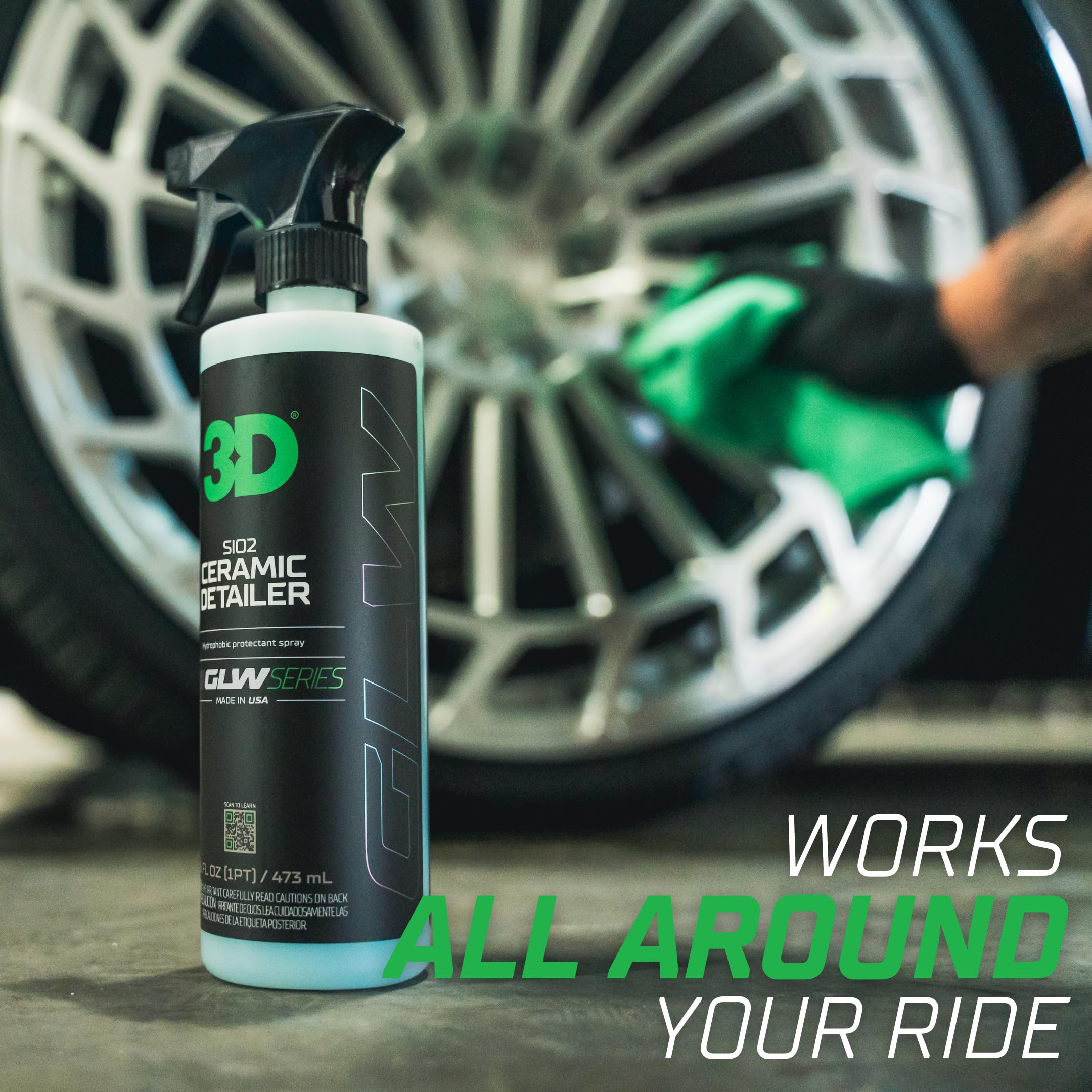 3D 3D Ceramic Detailer | SiO2 Hydrophobic Top Coat | 64 oz | Hyper Gloss Finish | Extends Life of Waxes & Sealants