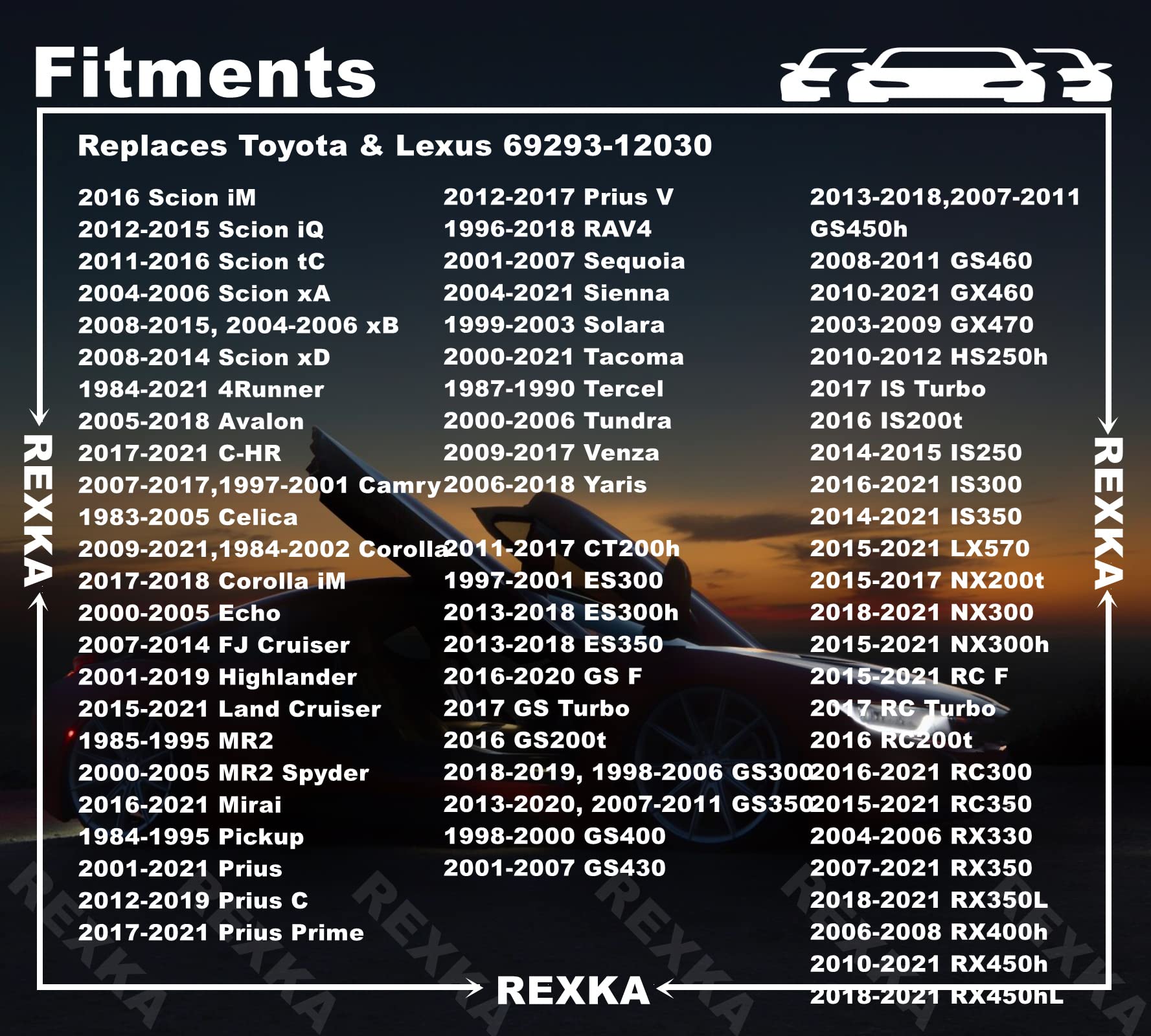 Rexka 10 Sets Tailgate Door Handle Door Lock Rod Clip Set 5 Mm Rod Size For Lexus Toyota 69293-12030 69293-12040 Camry, Celica,
