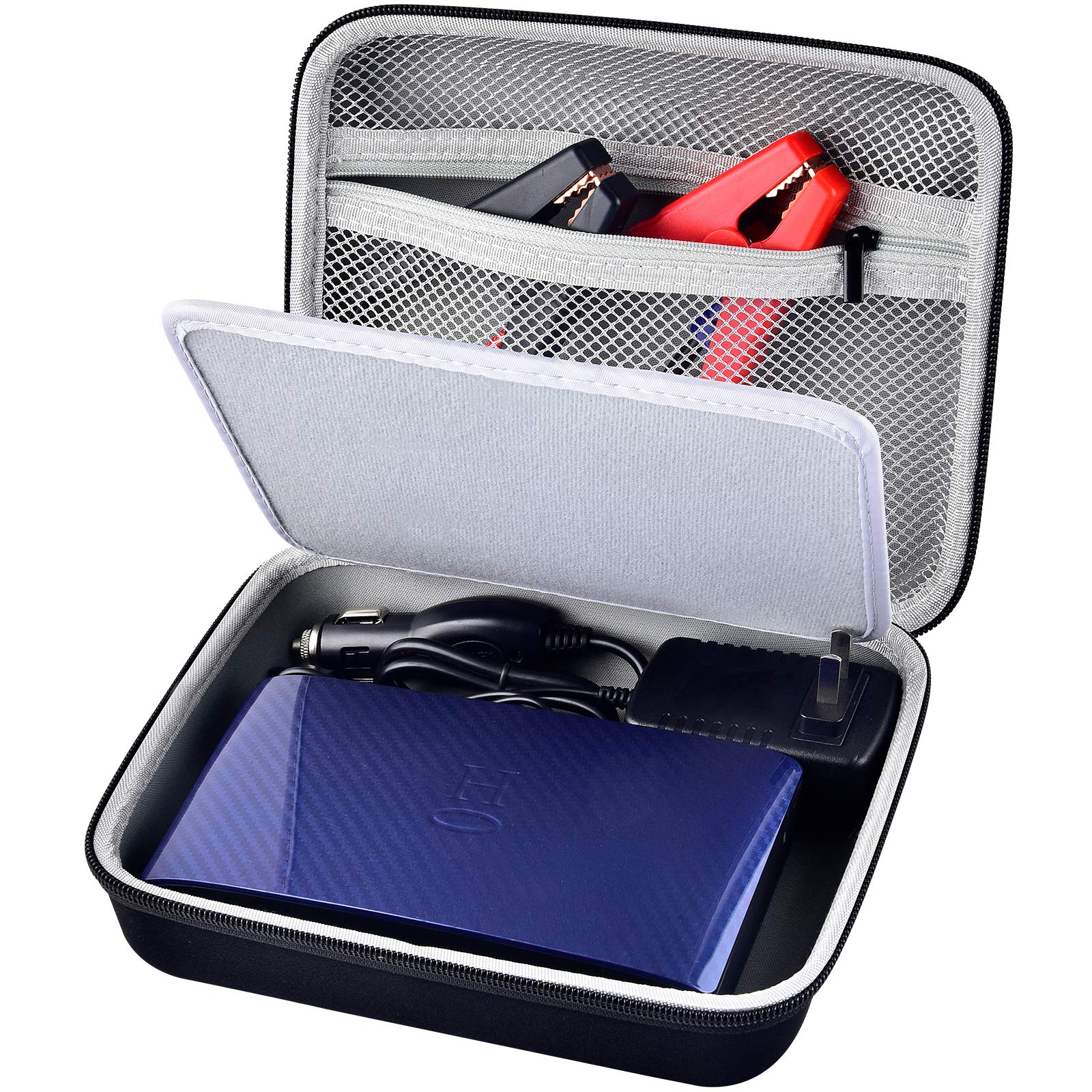 Comecase Case for Halo Bolt 58830/57720 - Portable Charger Storage Holder, Grey Inside, with Mesh Pocket for Accessories