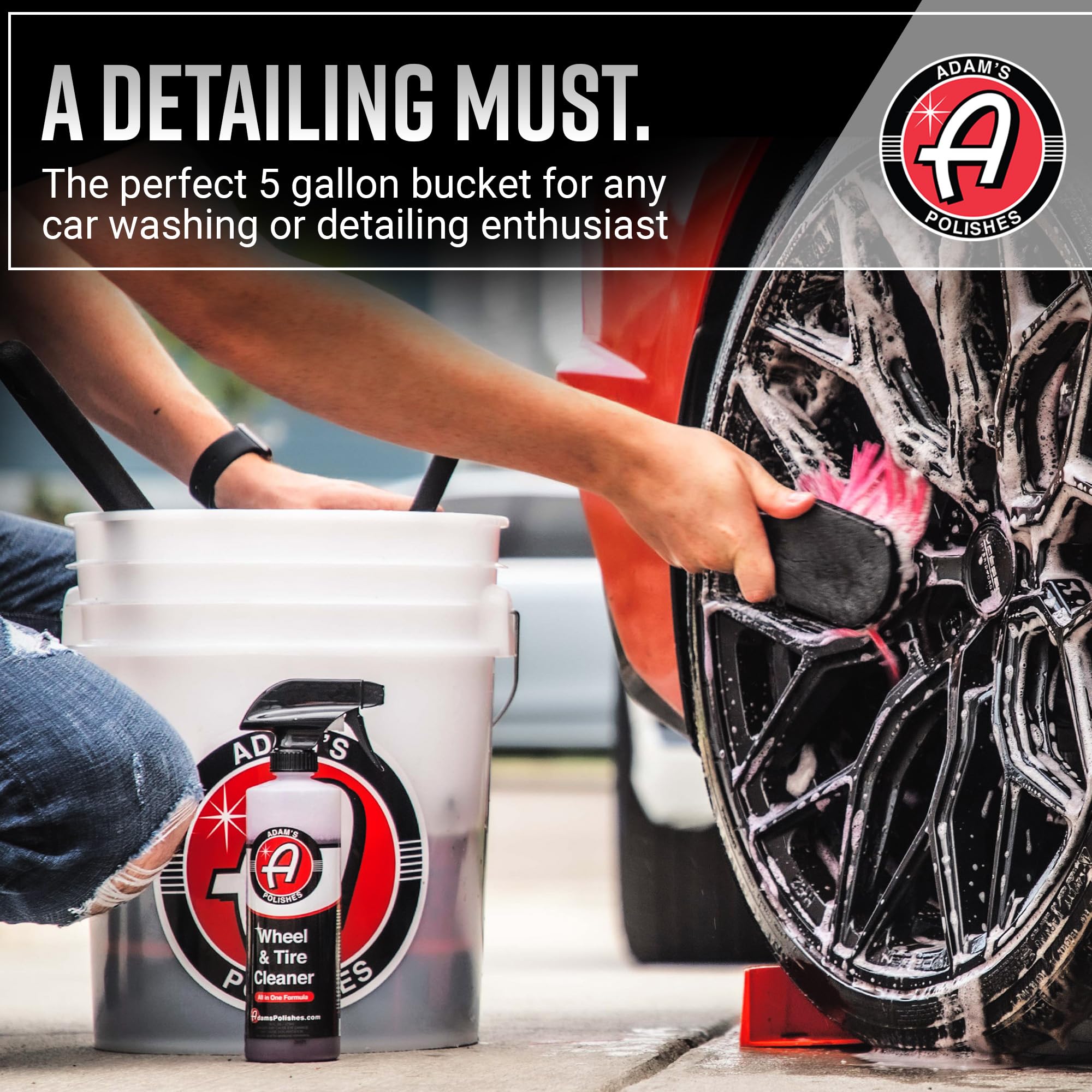 Adam 'S Polishes Wash Bucket (5 Gallon Bucket + Grit Guard) - Car Detailing Tool For Car Washing & Garage Storage | Stores Car W
