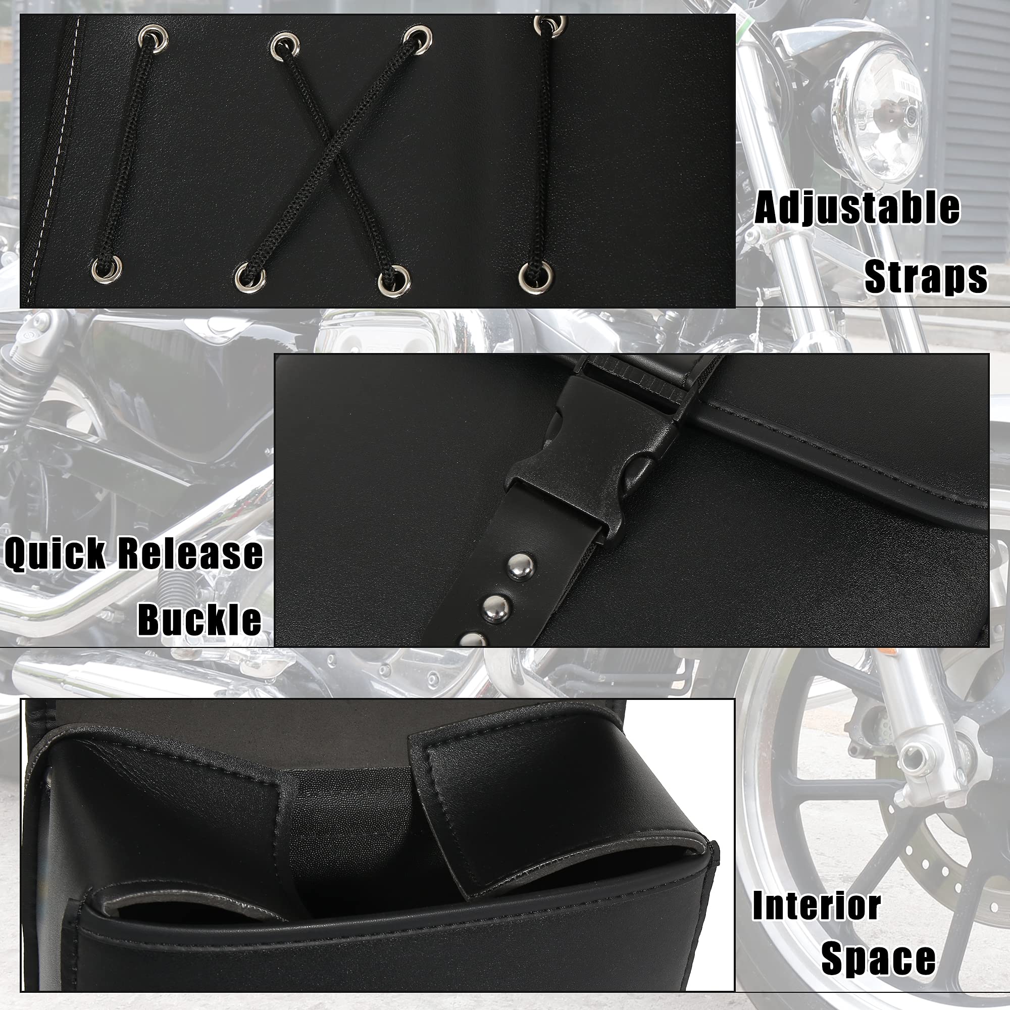 Motoforti Pair Universal Motorcycle Saddlebag Side Tool Bags Cycling Luggage Bag Quick Release Buckles Black 10.24'X4.33'X9.45'