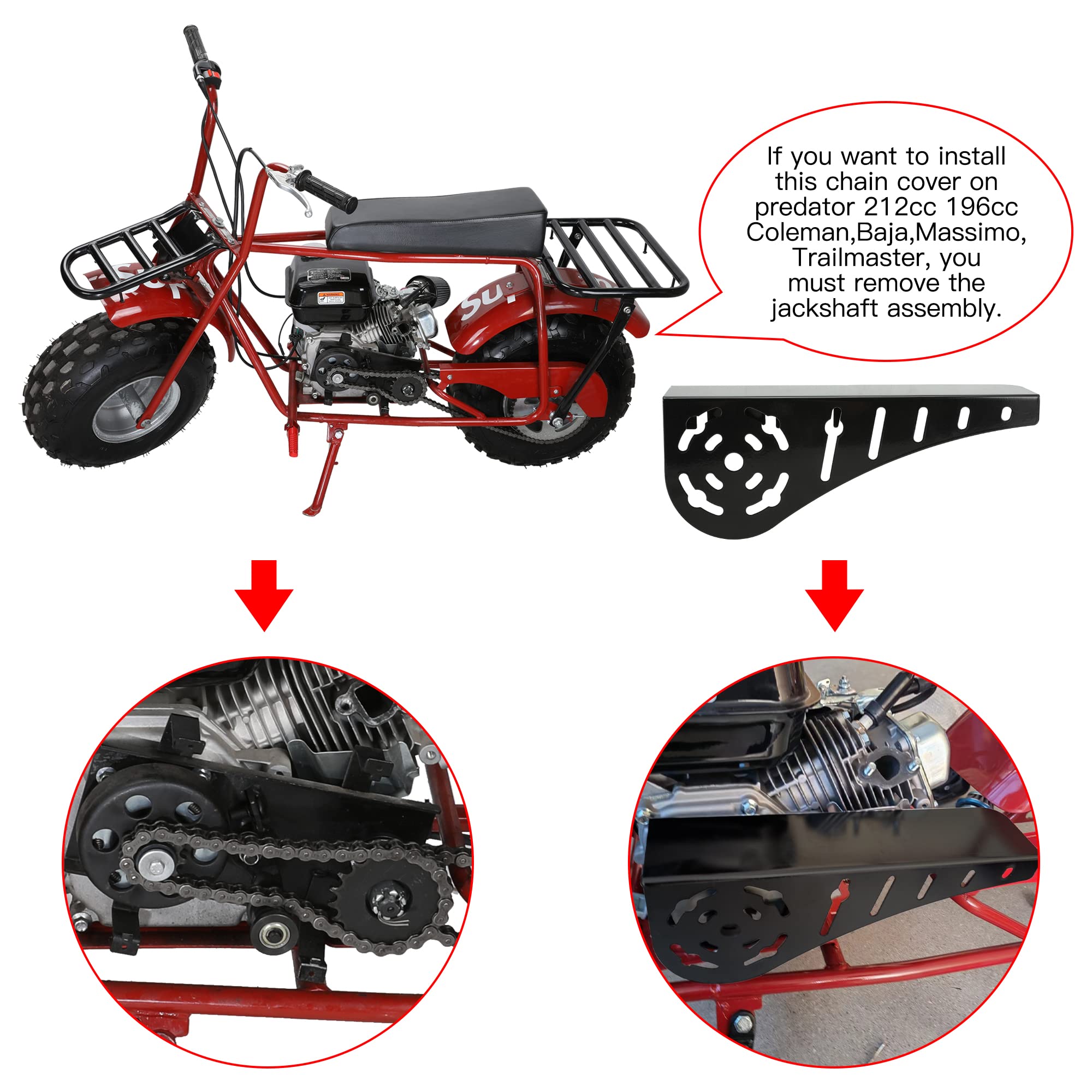 GREHUA Upgrade Chain Guard Cover for Predator 196cc 212cc 6.5hp 7.0hp Coleman CT200U CT100U CC100X Baja Doodlebug DB30 Motovox M