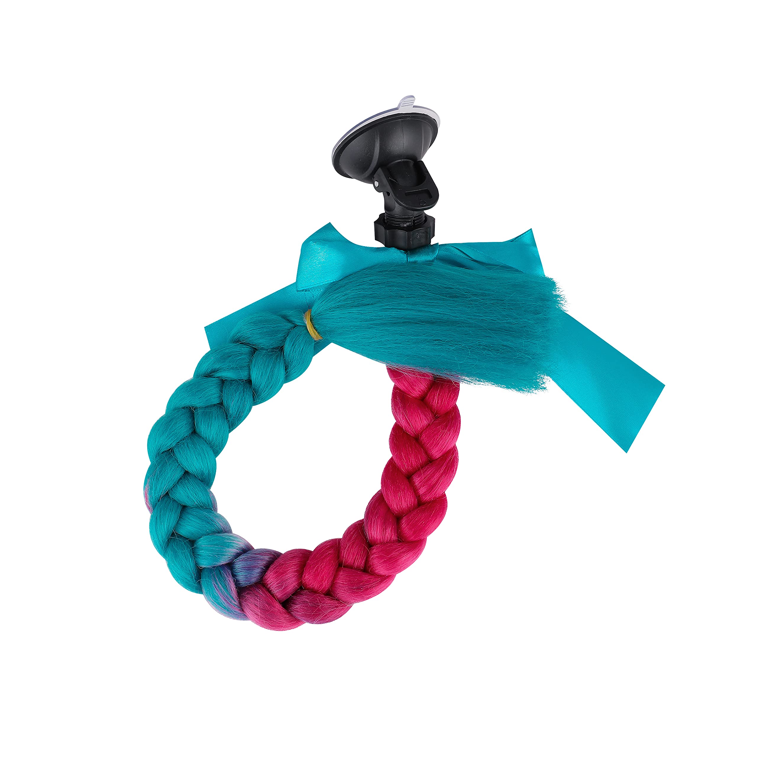 SEGO Helmet Pigtail Braids - 20 Inch Detachable Suction Cup Ponytails, Violet Red to Cadet Blue, 2 Pcs/Pack (Helmet Not Included)
