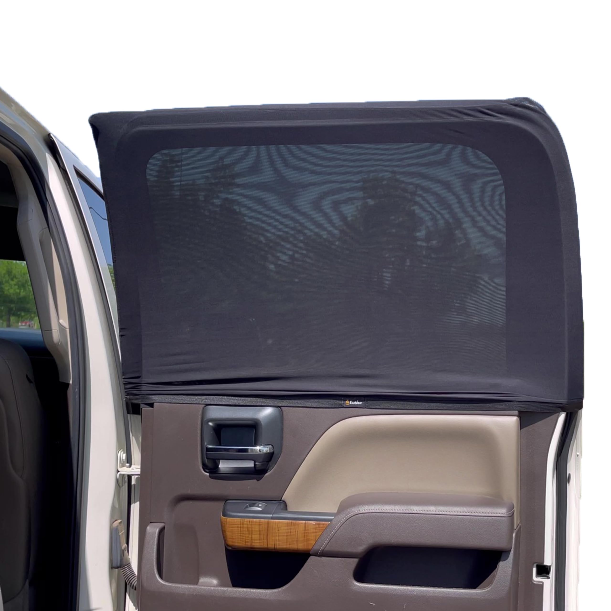 EcoNour Car Side Window Sun Shade - Stretchable Nylon Screens, XL 42"x24", Black, Pack of 2 for SUVs, Trucks & Minivans
