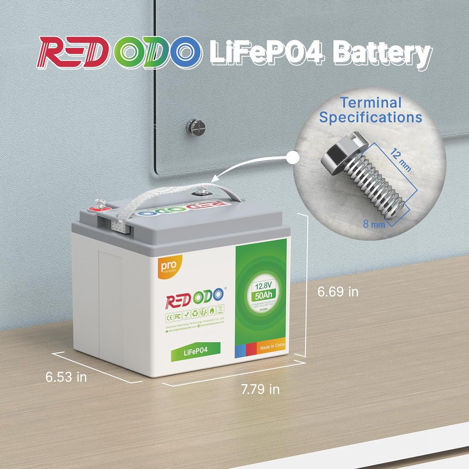 Redodo 12V 50Ah LiFePO4 Battery with 50A BMS, 4000-8000 Cycles, Ideal for RV and Security Devices
