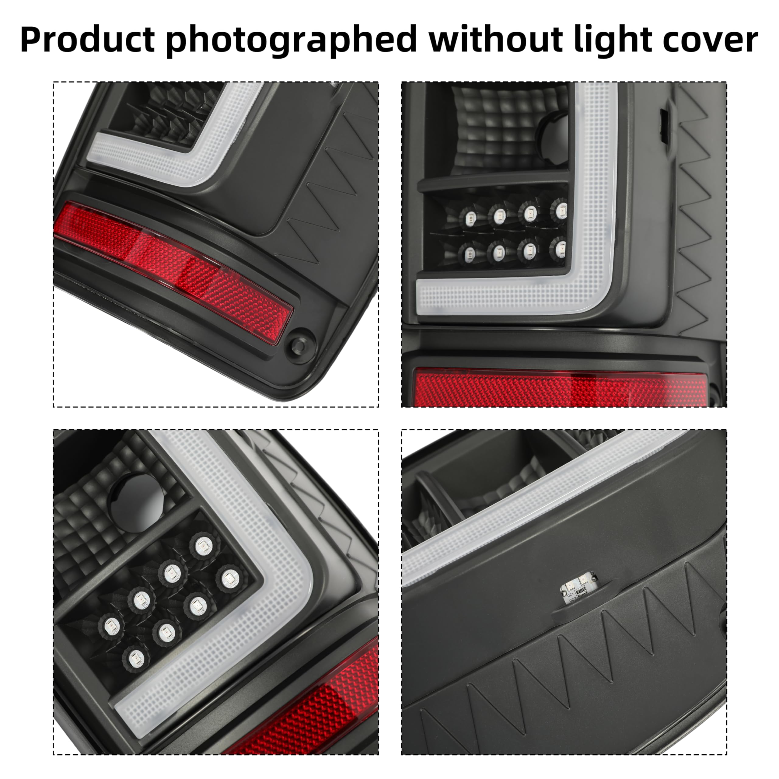 Hecasa Tail Lights Compatible With 2001-2011 Ford Ranger C-Type Led Tube Rear Brake Tail Lamps Assembly Driver And Passenger Side (Smoke Lens Black Housing)