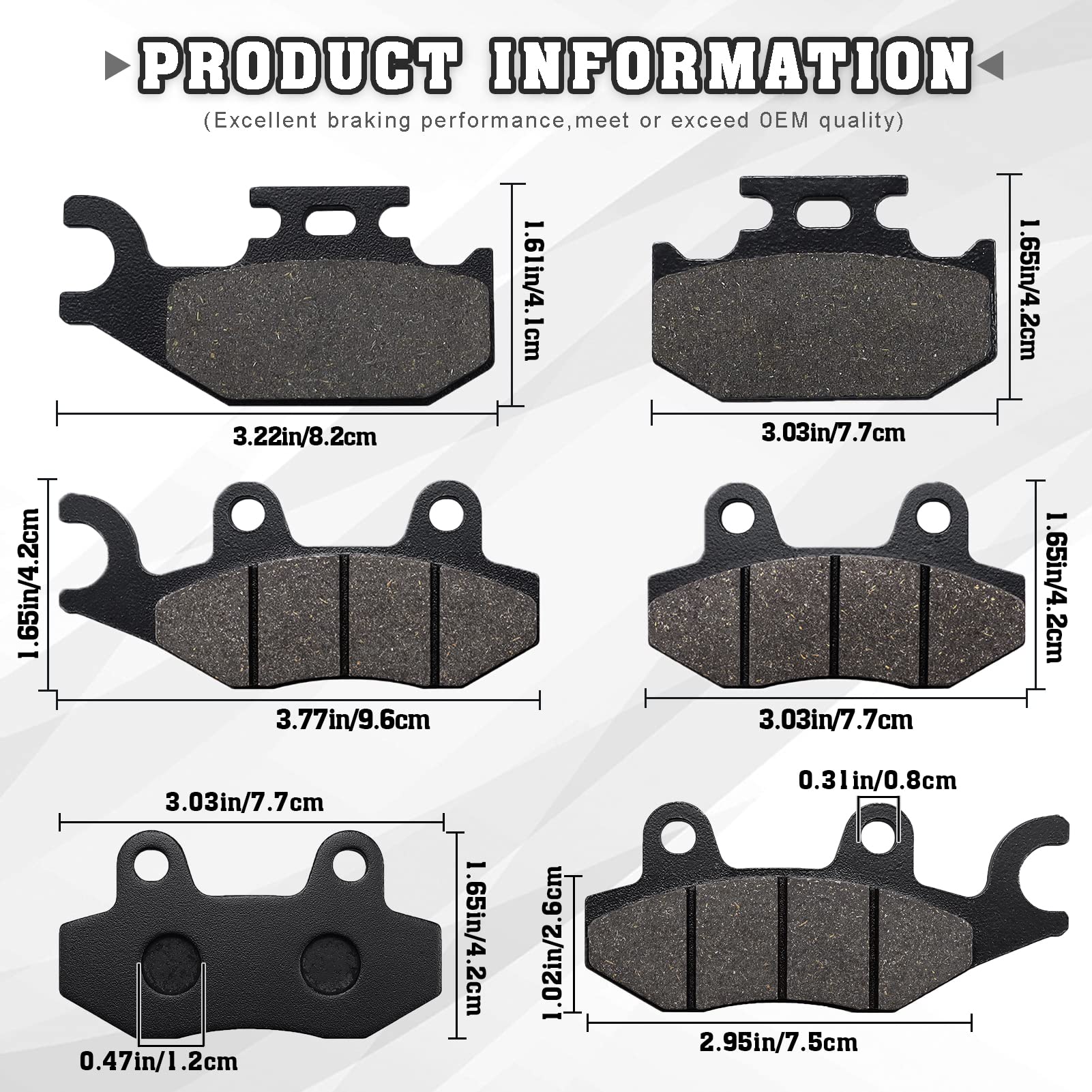 Brake Pads Front & Rear For Yamaha Rhino 660 Yxr660 4X4 2004-2007 Rhino 450 Yxr450 4X4 2006-2009 Raptor 700 700R Yfm700 Yfm700R