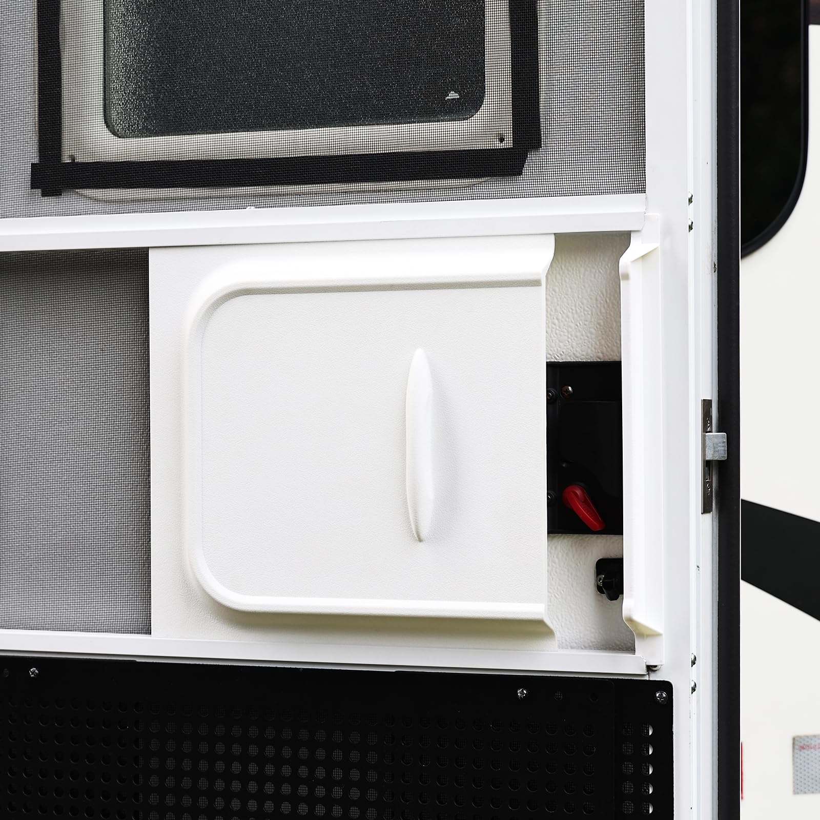 RVGUARD RV Screen Door Slide - 12" Panel with Slide Stop, OEM Replacement for RV, Camper, Travel Trailer, White, Model RGRSDS