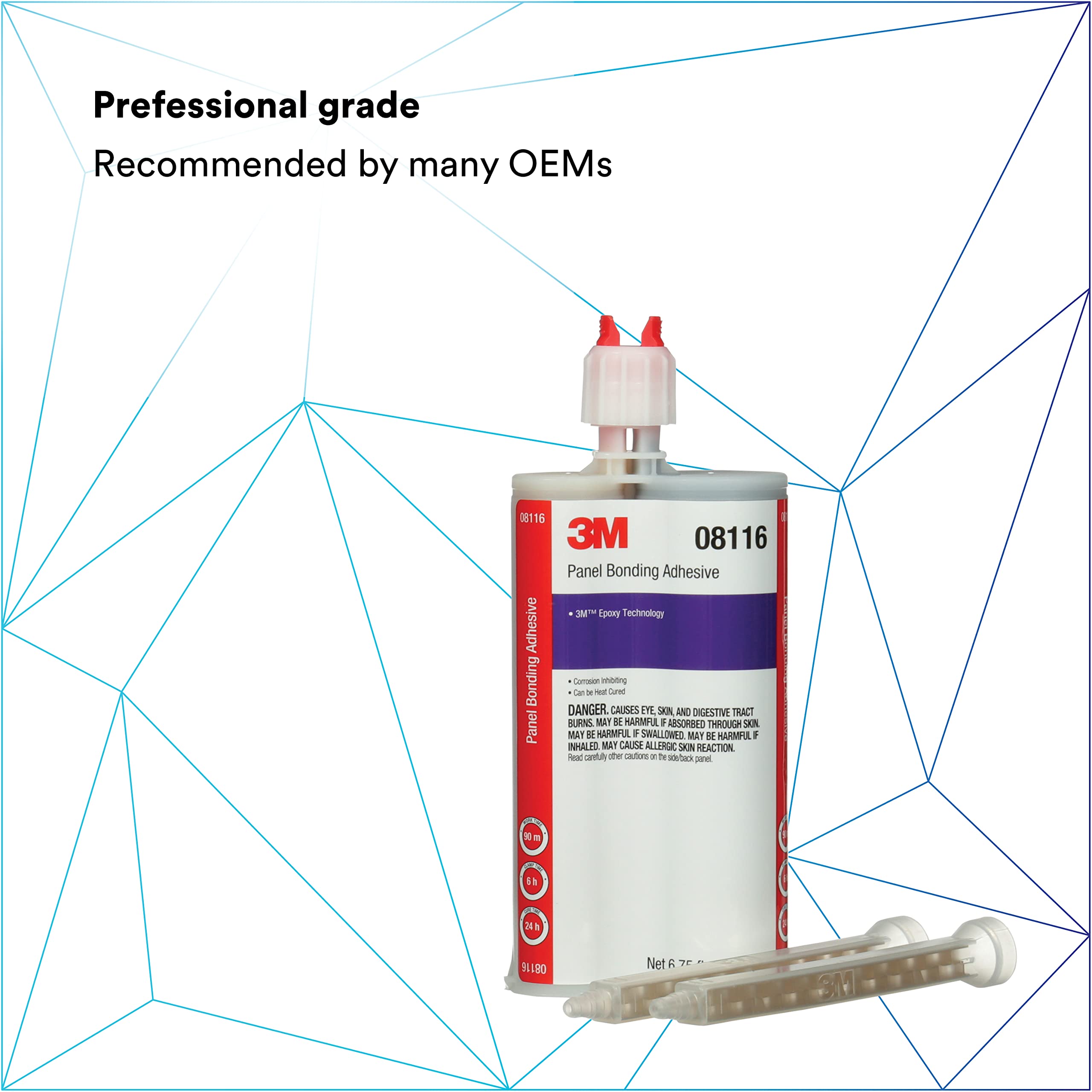 3M Panel Bonding Adhesive, 08116, Oem Recommended, Two-Part Epoxy, 200 Ml/6.75 Fl Oz Cartridge , Black