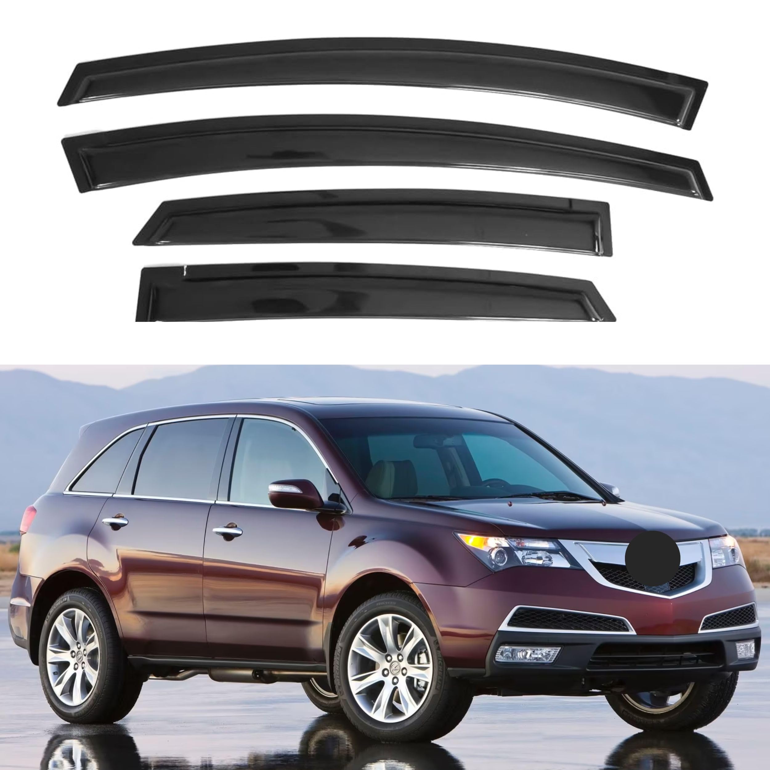 Ig Window Visor For Acura Mdx 2007-2013, Rain Guard Tape-On Extra Durable Sun Wind Side Vent Window Deflector Mugen Style, 2007