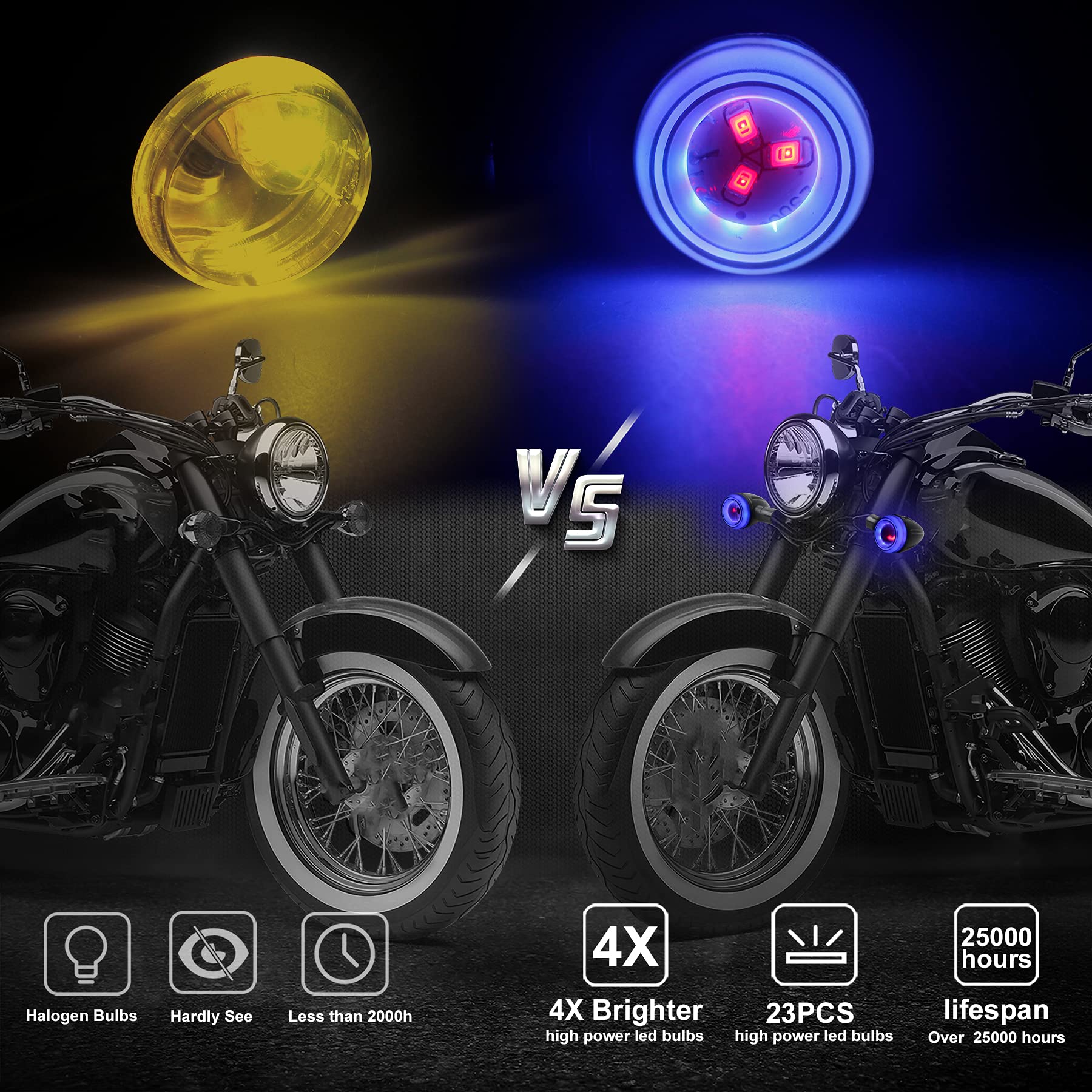 NTHREEAUTO Sequential Turn Signals Light LED Switchback Flowing Motorcycle Blinkers Universal Bullet Indicators Compatible with