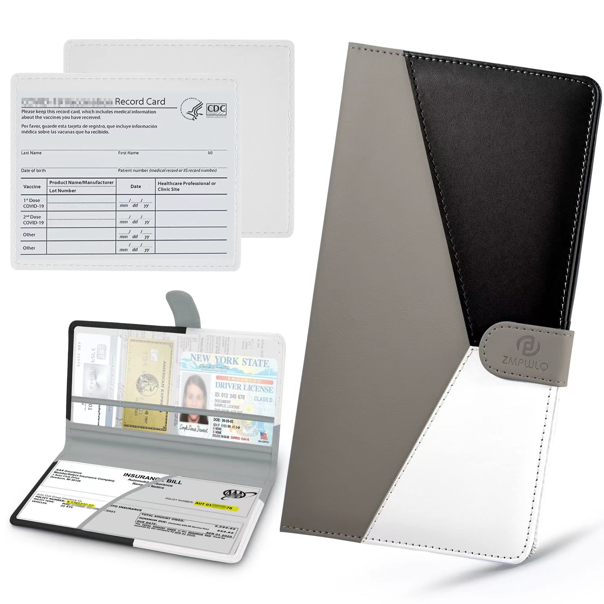 Pl Zmpwlq Vehicle-Glove-Box-Organizer,Car-Registration-And-Insurance-Holder With Magnetic Closure Leather-Car-Document-Holder For Cards Auto Car Document Wallet Case Essential Document Driver License
