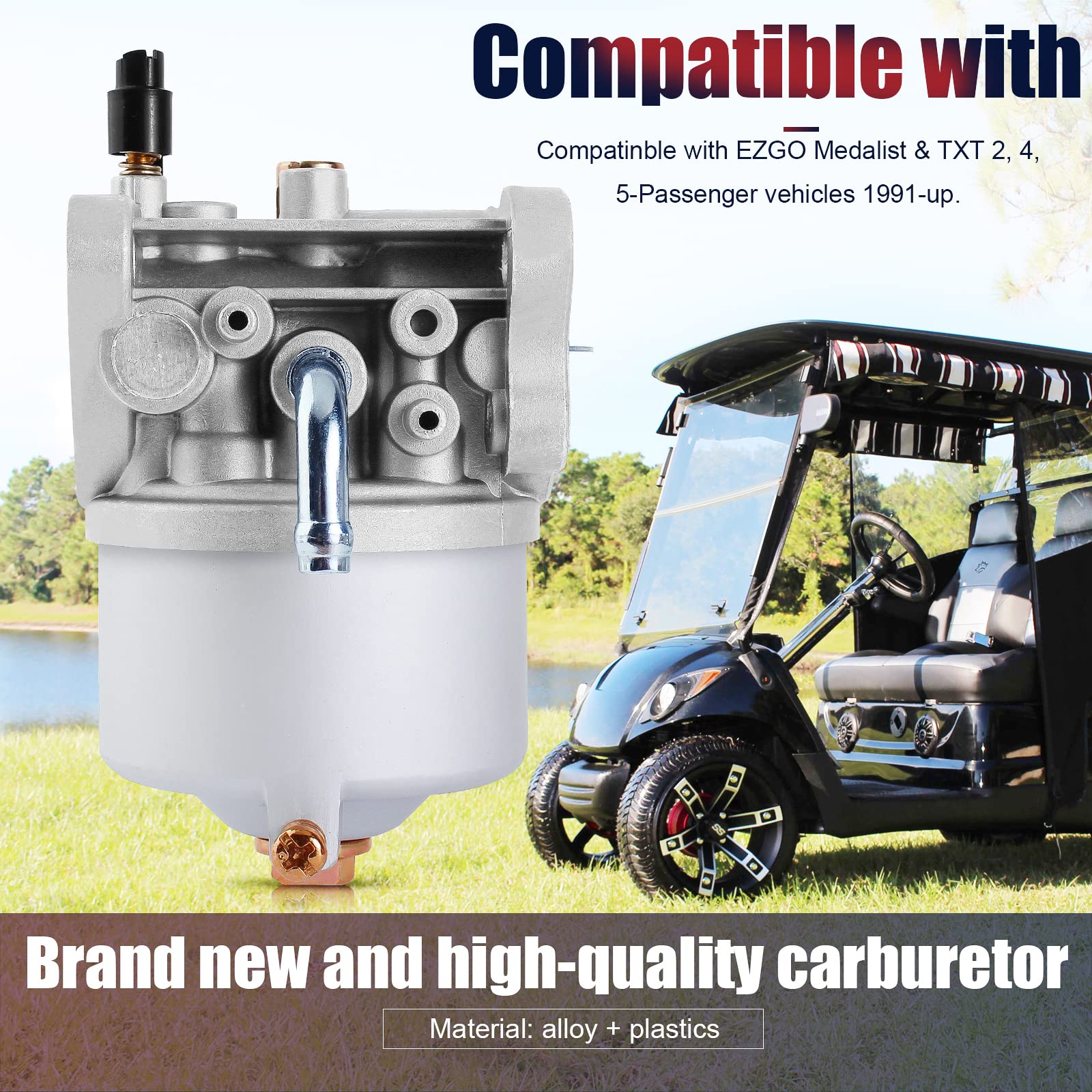 Qazaky Carburetor Compatible With Ezgo Golf Cart 295Cc Gas Robin Engine Medalist Txt Marathon Workhorse 26645-G01 26645-G03 2664