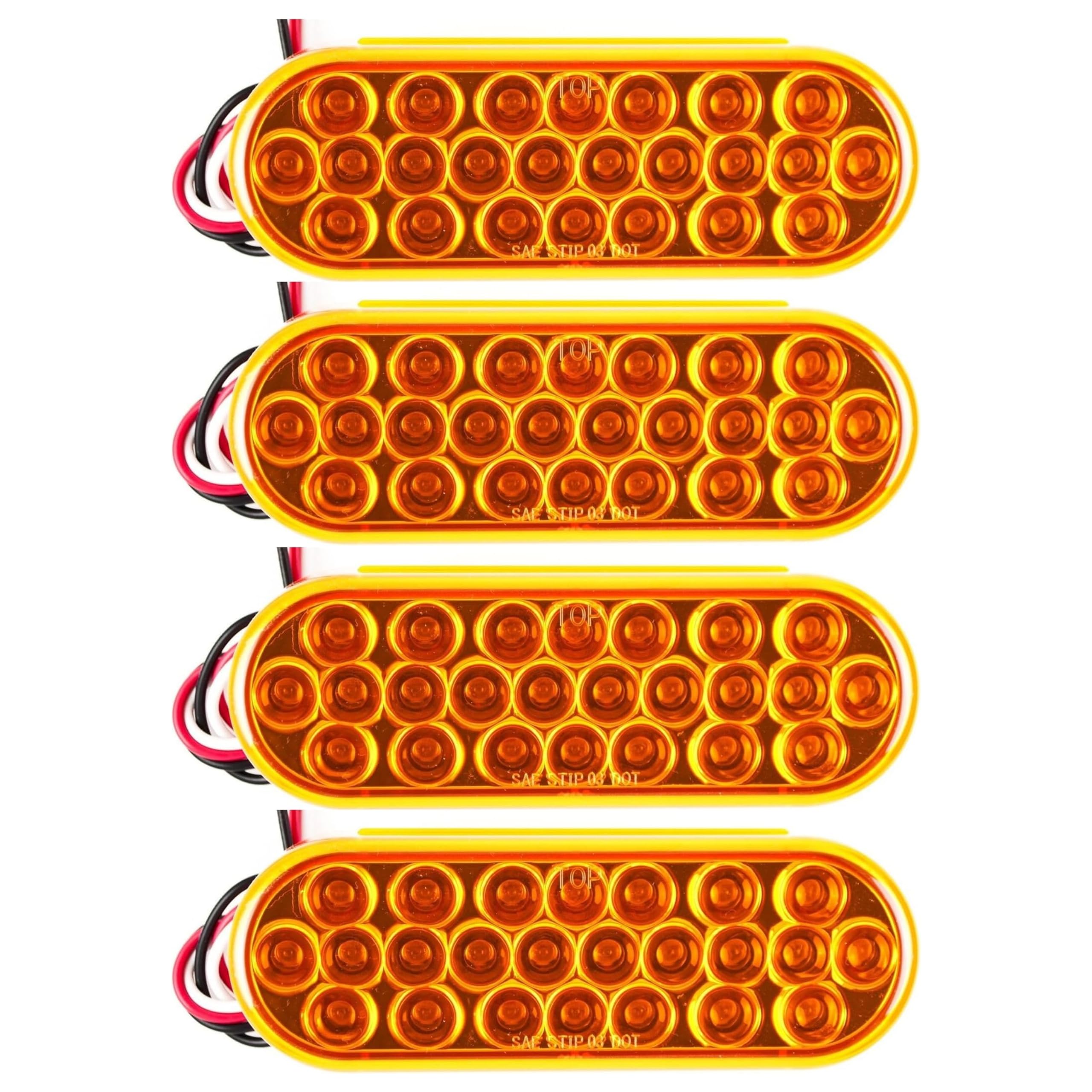 All Star Truck Parts 4X Amber 6 Oval 24 LED Trailer Signal Mid Turn Stop Turn Tail Mid Ship Indicator Light DOT/SAE Certified IP