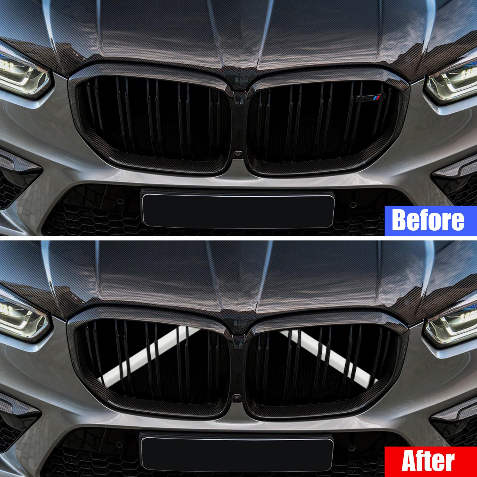 Jaronx V Brace Wrap Covers for BMW X3/X4/X5/X6/X7 - White Grille Inserts, Acrylonitrile Butadiene Styrene, Size G01/G05