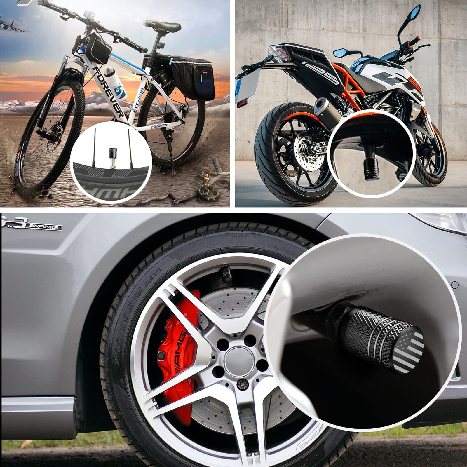 Tire Valve Stem Caps For Car Tire Cap 5 Pack Corrosion Resistant Leak-Proof Premium Alloy American Flag Universal For Car Bike T
