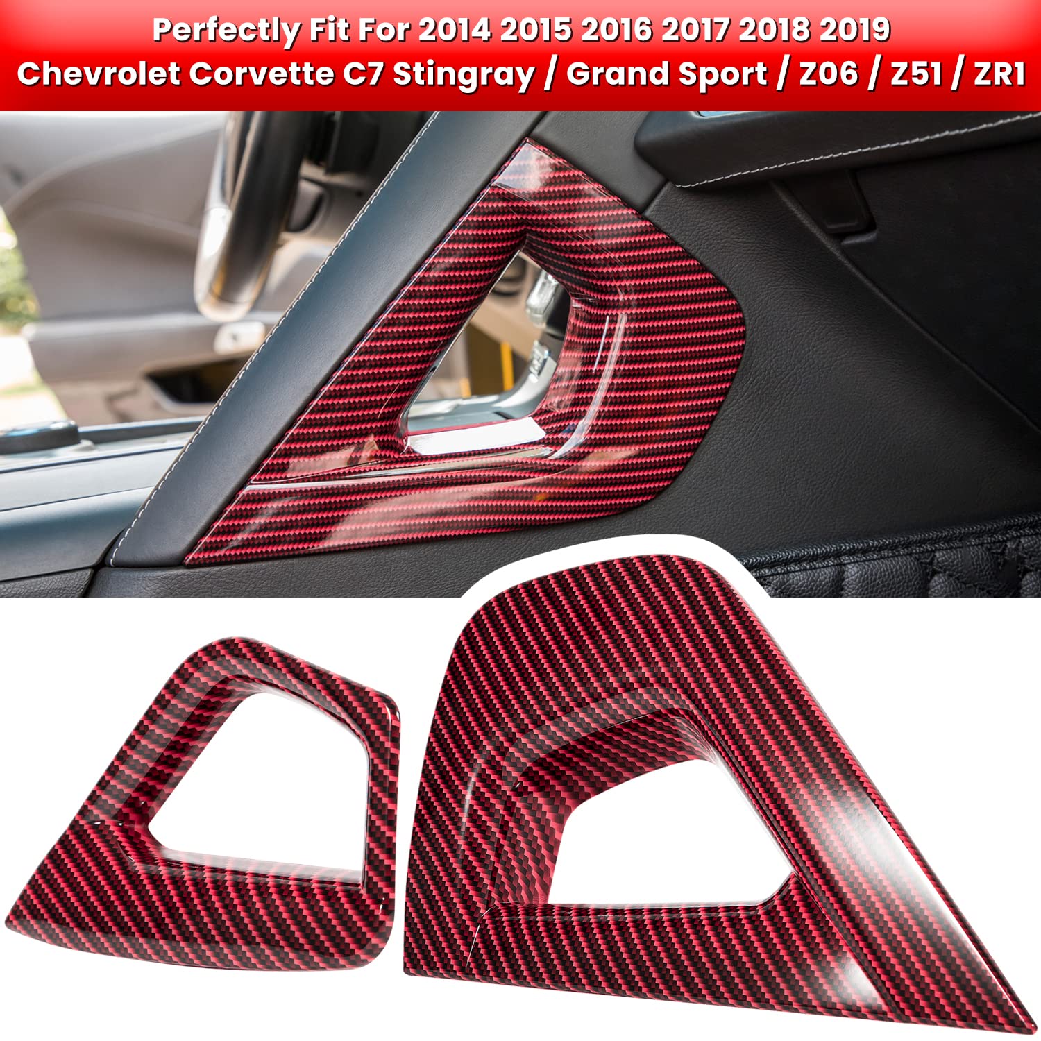Carbon Fiber Center Console Handle Side Armrest Cover Trim For Chevrolet Corvette C7 Z06 Z51 Zr1 Stingray Grand Sport 2014 2015