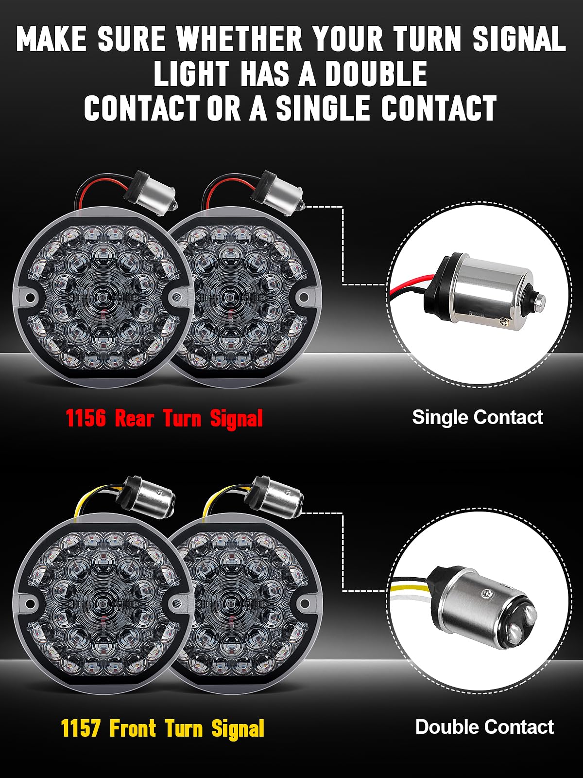 AUDEXEN LED Turn Signal Lamp, 1157 Front, Flat Smoke Lens, Amber/White, Polycarbonate for Harley Davidson Motorcycles