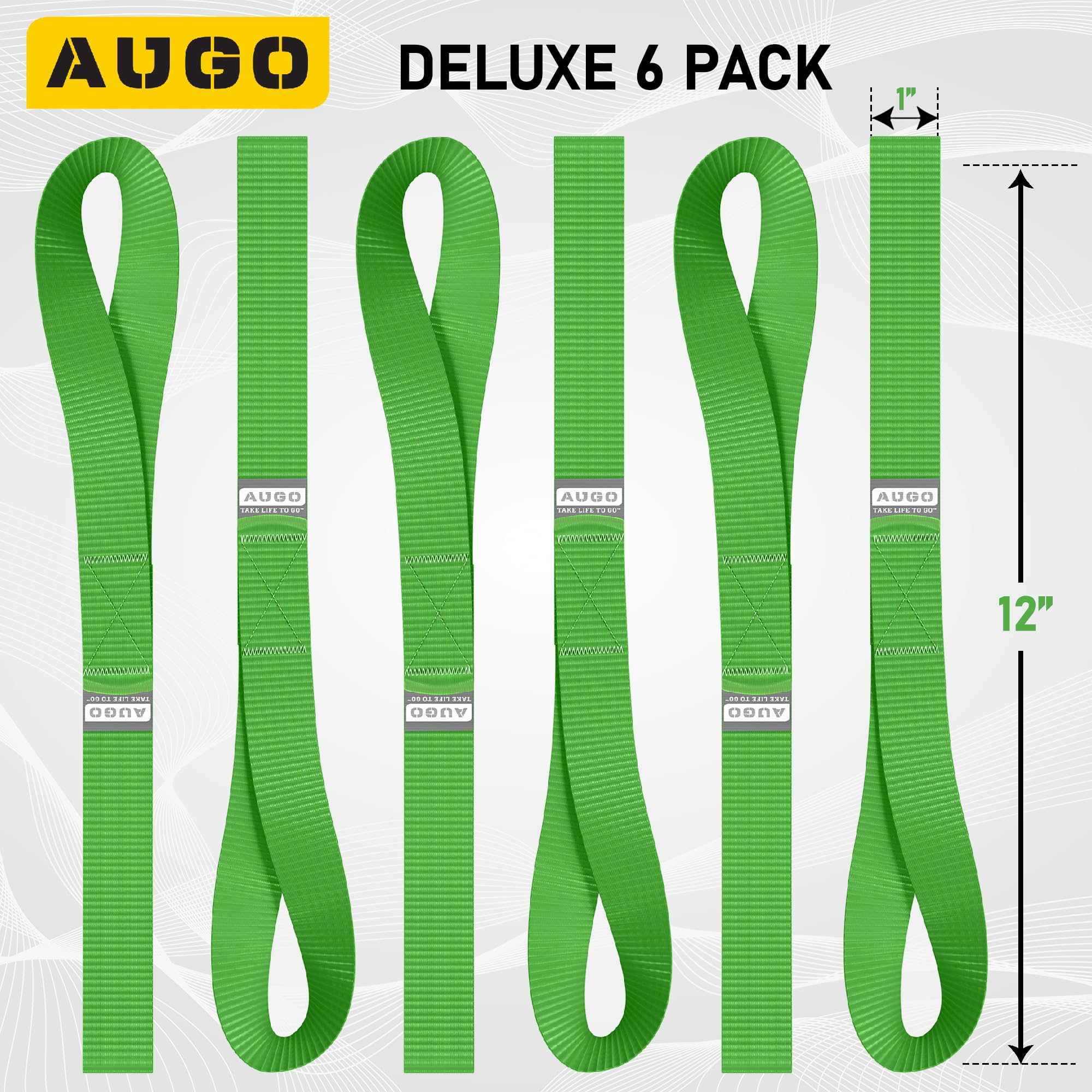 Soft Loop Tie Down Straps - 1,500 Load Capacity & 4,500 Lbs Breaking Strength - 6 Pack - Loops For Securing Atv, Utv, Motorcycle
