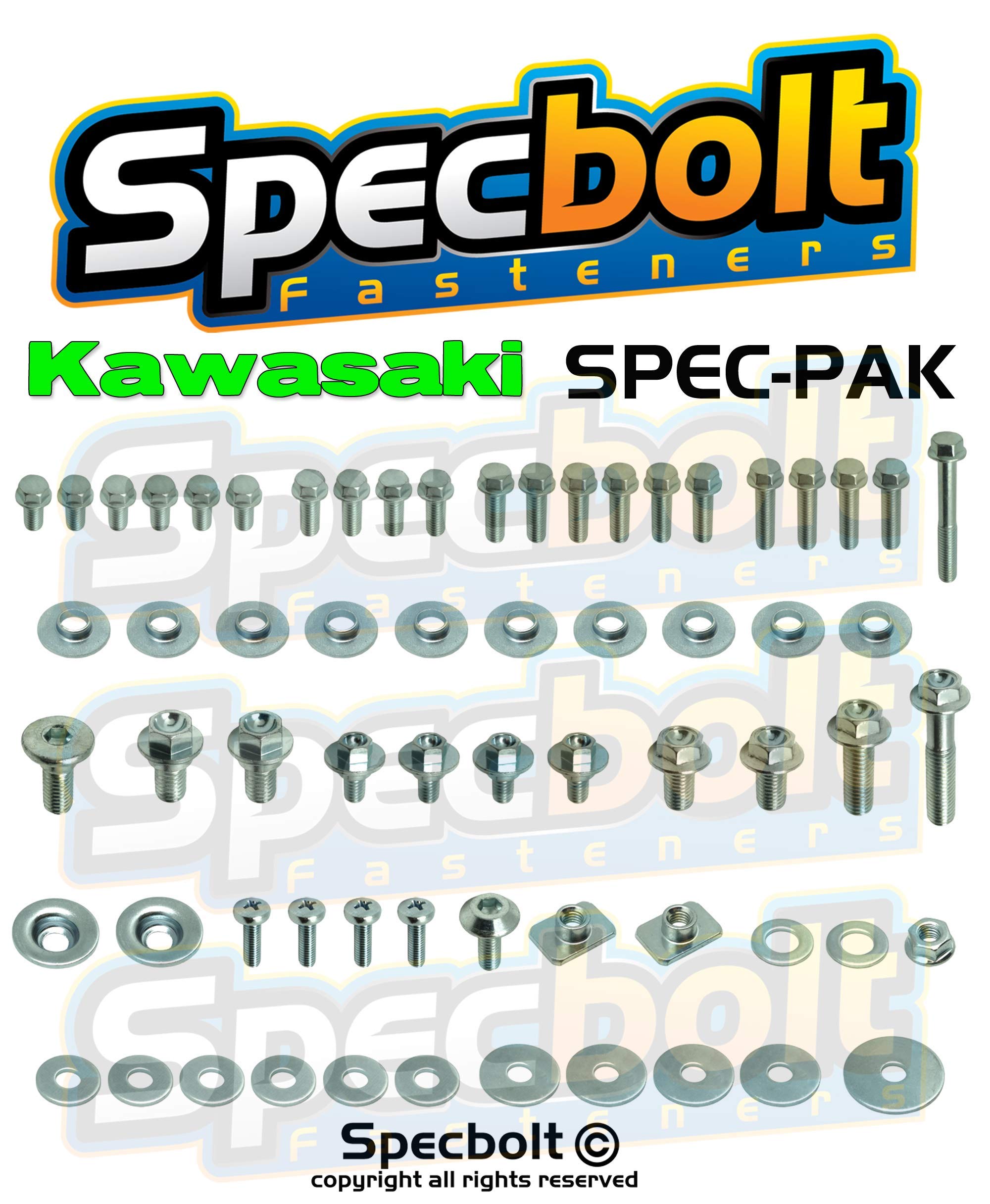 Specbolt Fasteners Kawasaki Spec-Pak | KX KXF KLX KLR KDX 80 85 125 250 450 500(1996-current) Model Series Factory Match Fastene