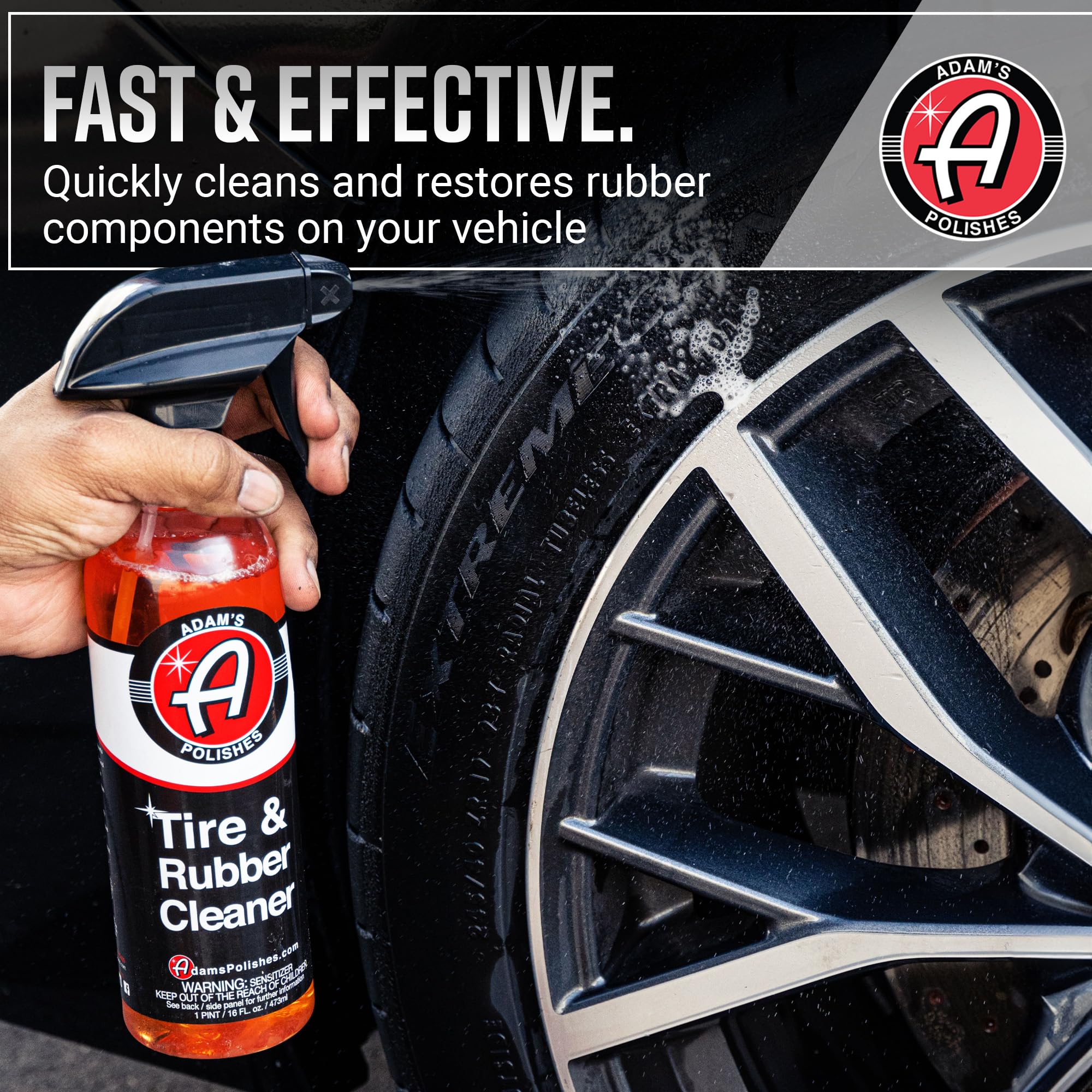 Adam'S Polishes Tire & Rubber Cleaner (Gallon) - Removes Discoloration From Tires Quickly - Works Great On Tires, Rubber & Plastic Trim, And Rubber Floor Mats
