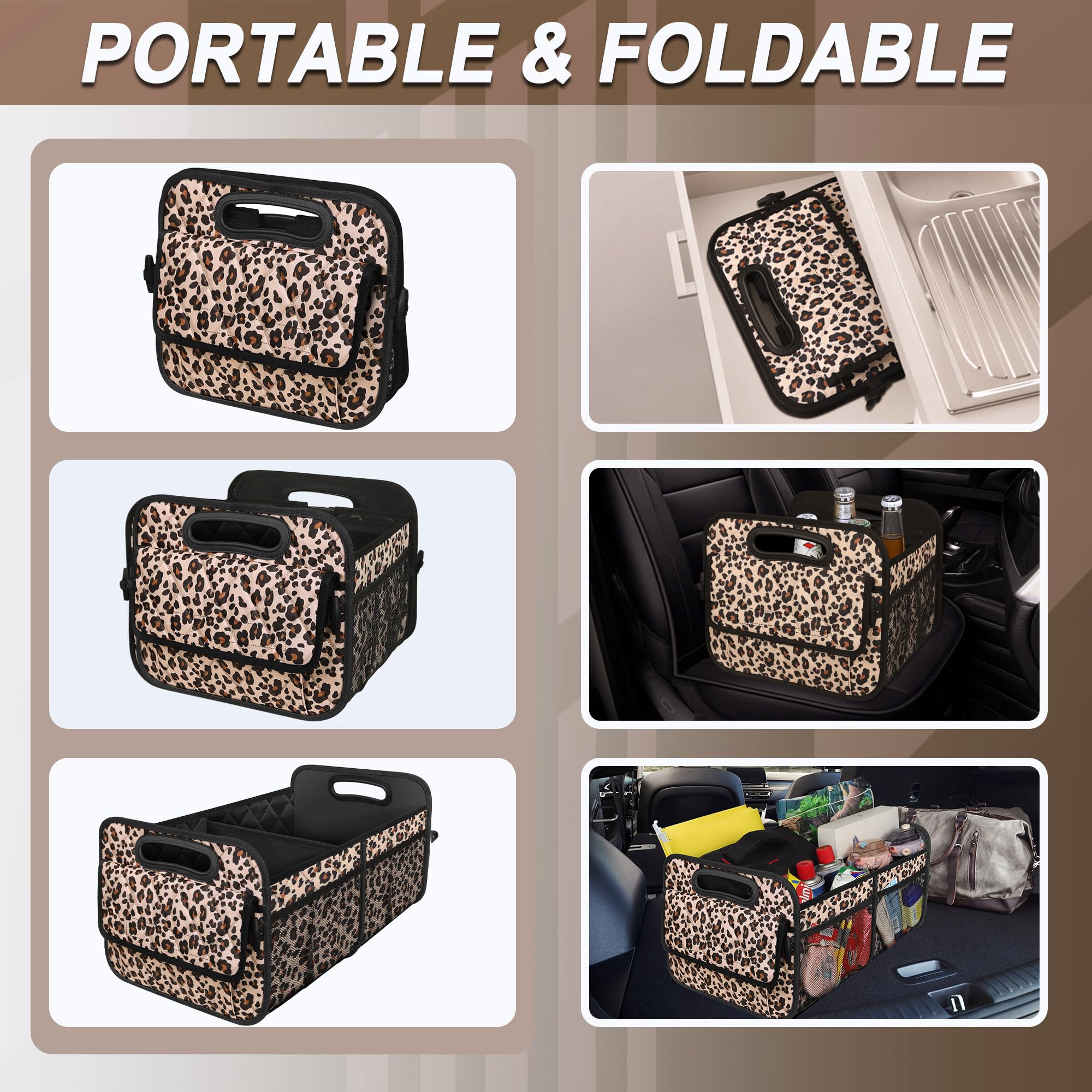 Deosk Car Trunk Organizer And Storage With 6 Big Pockets - 70L Waterproof Polyester Trunk Organizer For Suv, Minivan, Truck (Lar