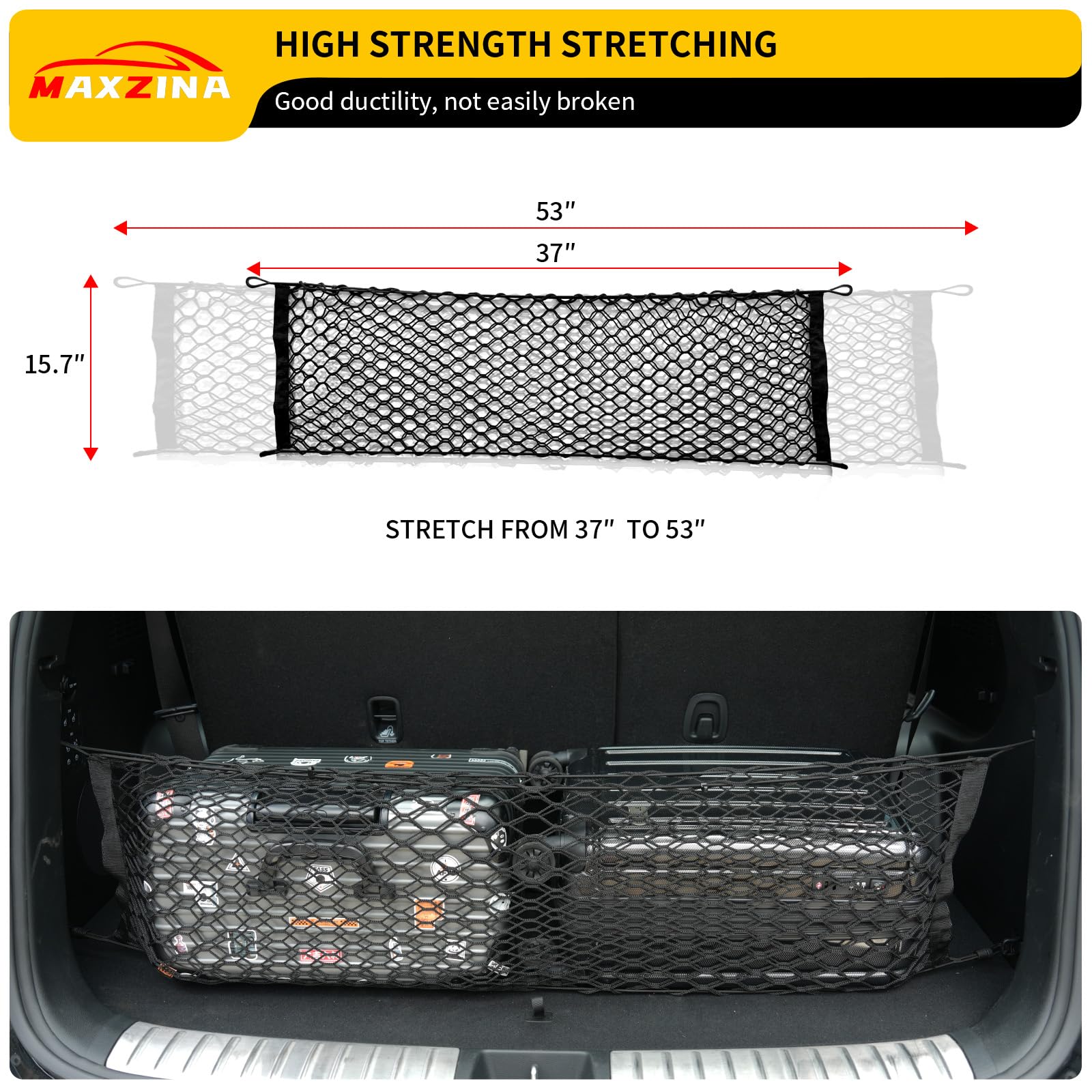 Maxzina Cargo Net Compatible With 2020-2025 Hyundai Palisade Truck Bed Cargo Net 3.12'  1.02' Double Layer Envelope Style Dense