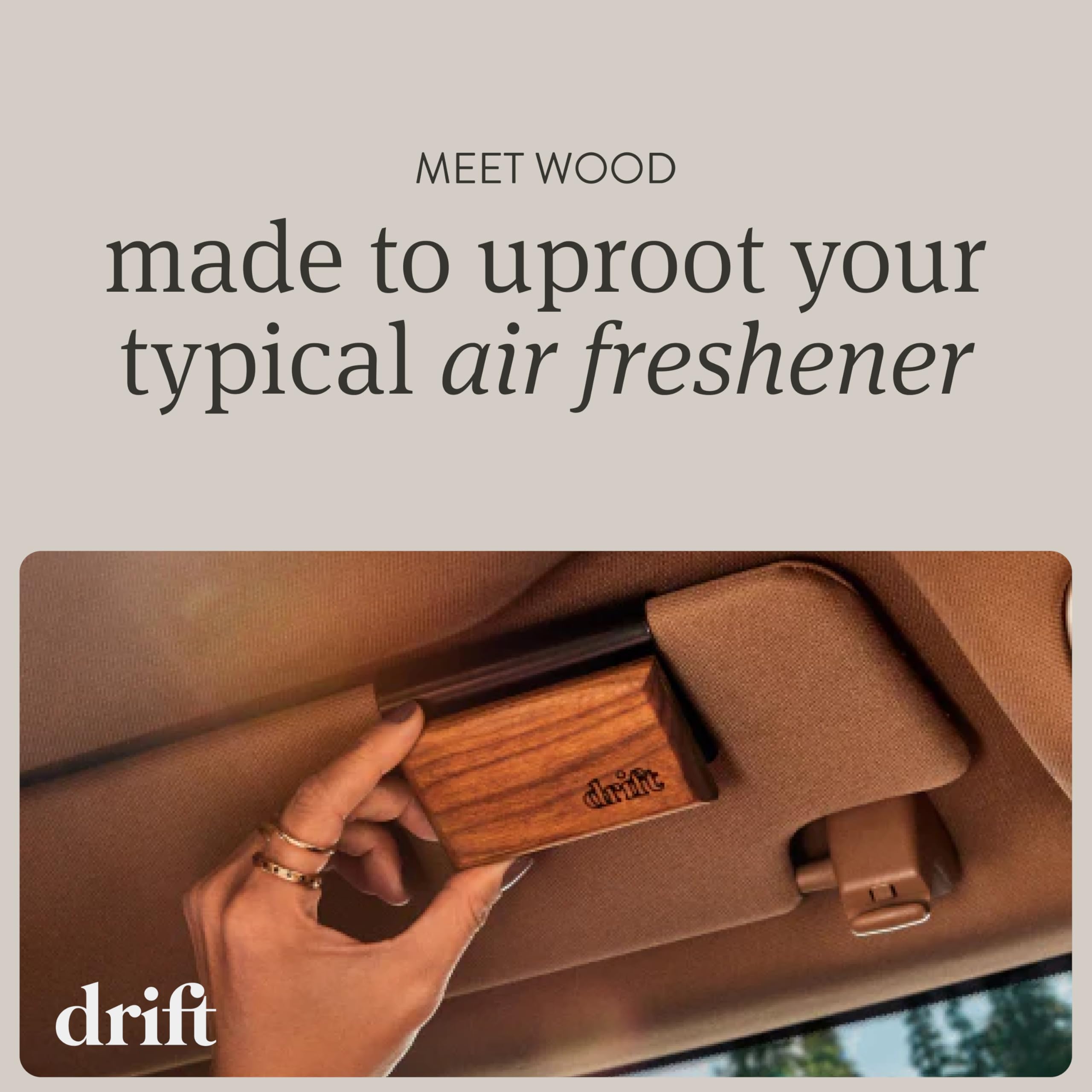 Drift Drift Car Air Freshener - Wood Fragrance - 1.13 oz (Pack of 3) - Long Lasting Odor Eliminator - CLIP INCLUDED