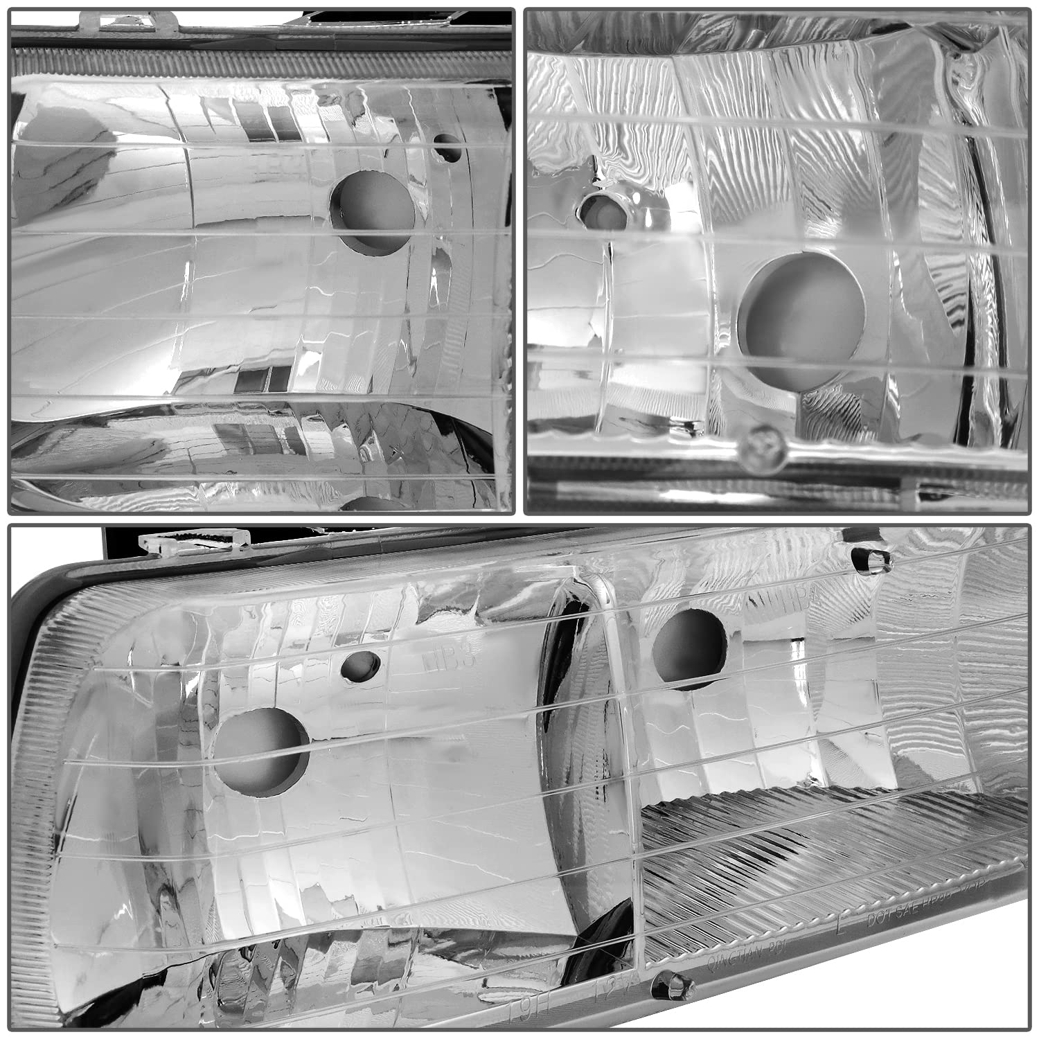 Dna Motoring Hl-Oh-Cs99-4P-Ch-Cl1 Chrome Housing Headlights Compatible With 99-02 Silverado 00-06 Suburban/Tahoe Bottom Bumper L