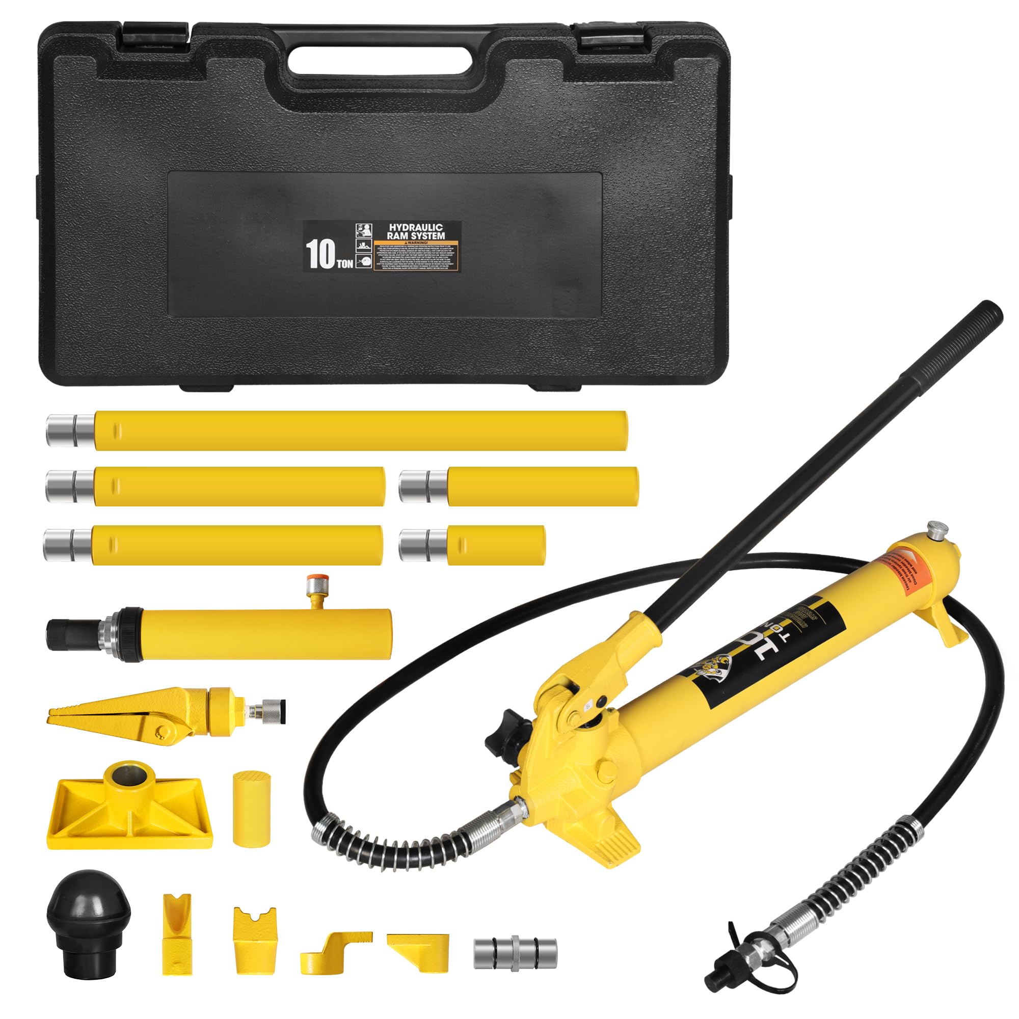 YELLOW JACKET 10 ton Porta Power Kit Hydraulic Ram Jack Pusher Puller Auto Body Frame Repair Tool with Blow Mold Carrying Storag