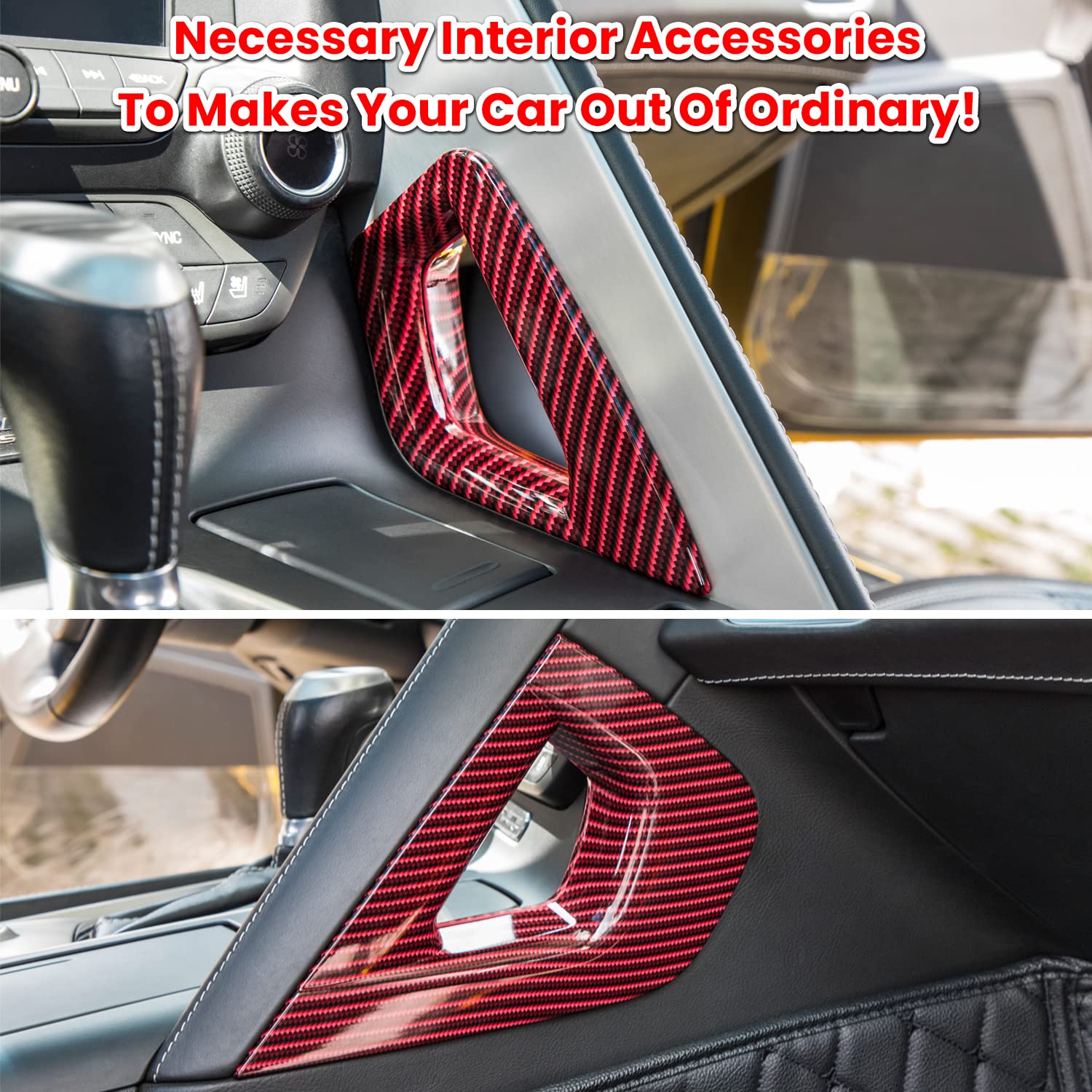 Carbon Fiber Center Console Handle Side Armrest Cover Trim For Chevrolet Corvette C7 Z06 Z51 Zr1 Stingray Grand Sport 2014 2015