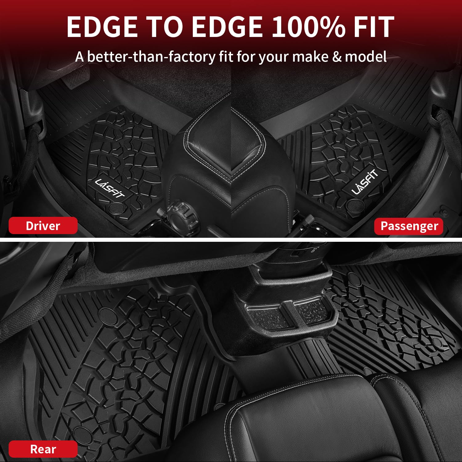 Lasfit Floor Mats & Cargo Mats Fit For 2018-2024 Jeep Wrangler Jl Unlimited 4 Door Without Subwoofer Only (Not Fit For Jk Or 4Xe