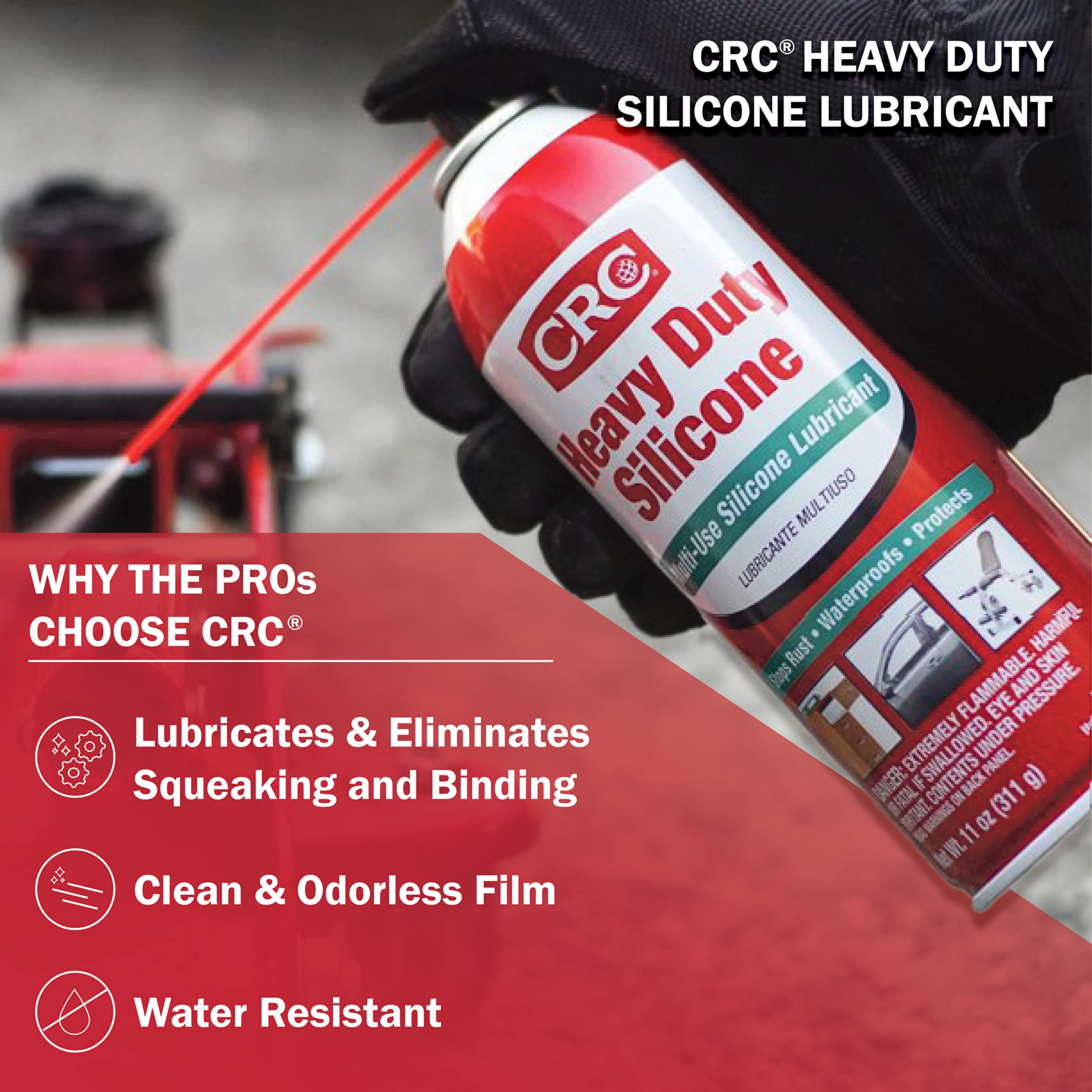 CRC Heavy Duty Silicone Lubricant - 11 Oz Clear Colorless Liquid, Model 05174, Metal