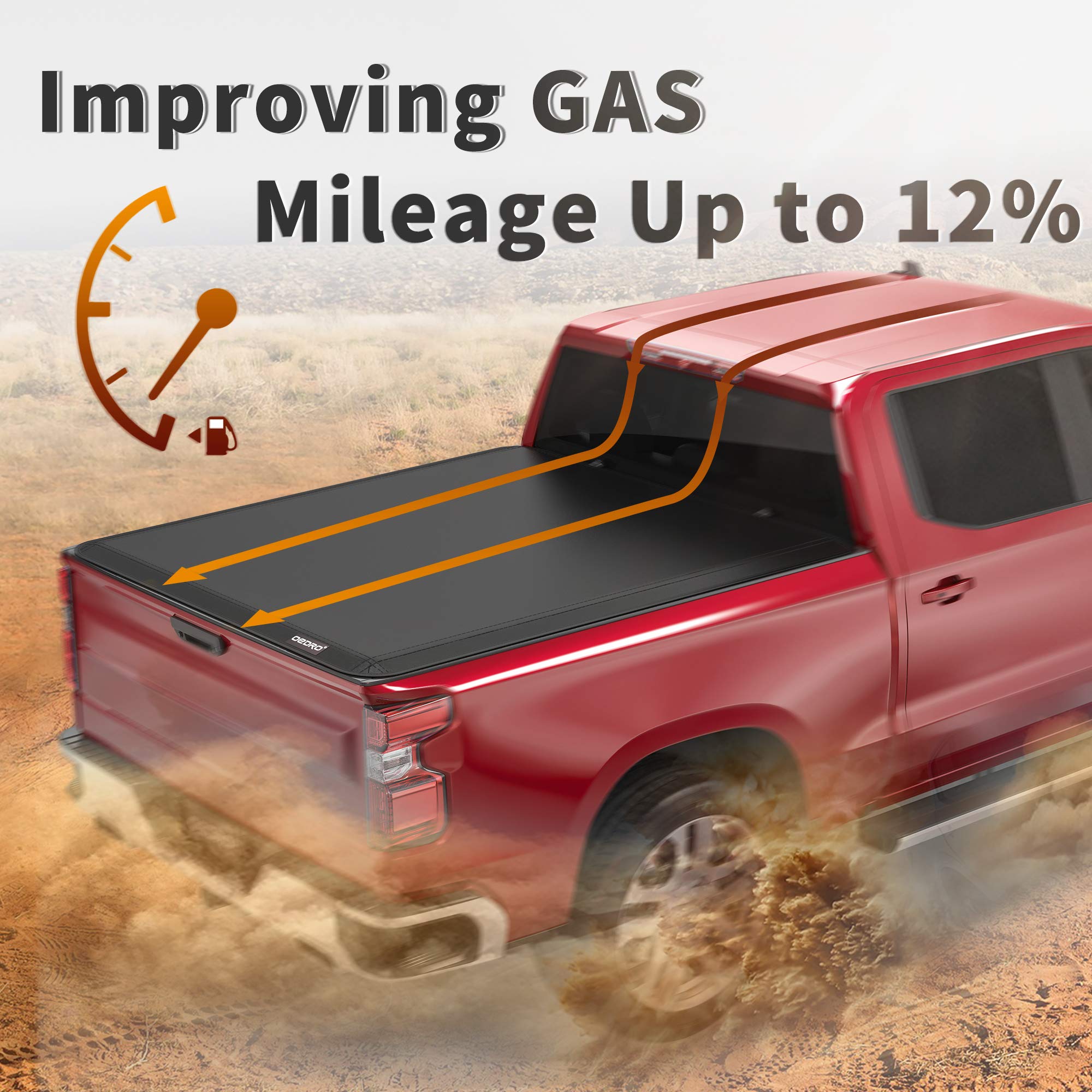 Oedro Soft Roll Up Truck Bed Tonneau Cover Compatible With 2014-2018 Chevy Silverado/Gmc Sierra 1500, Fleetside 5.8Ft Bed