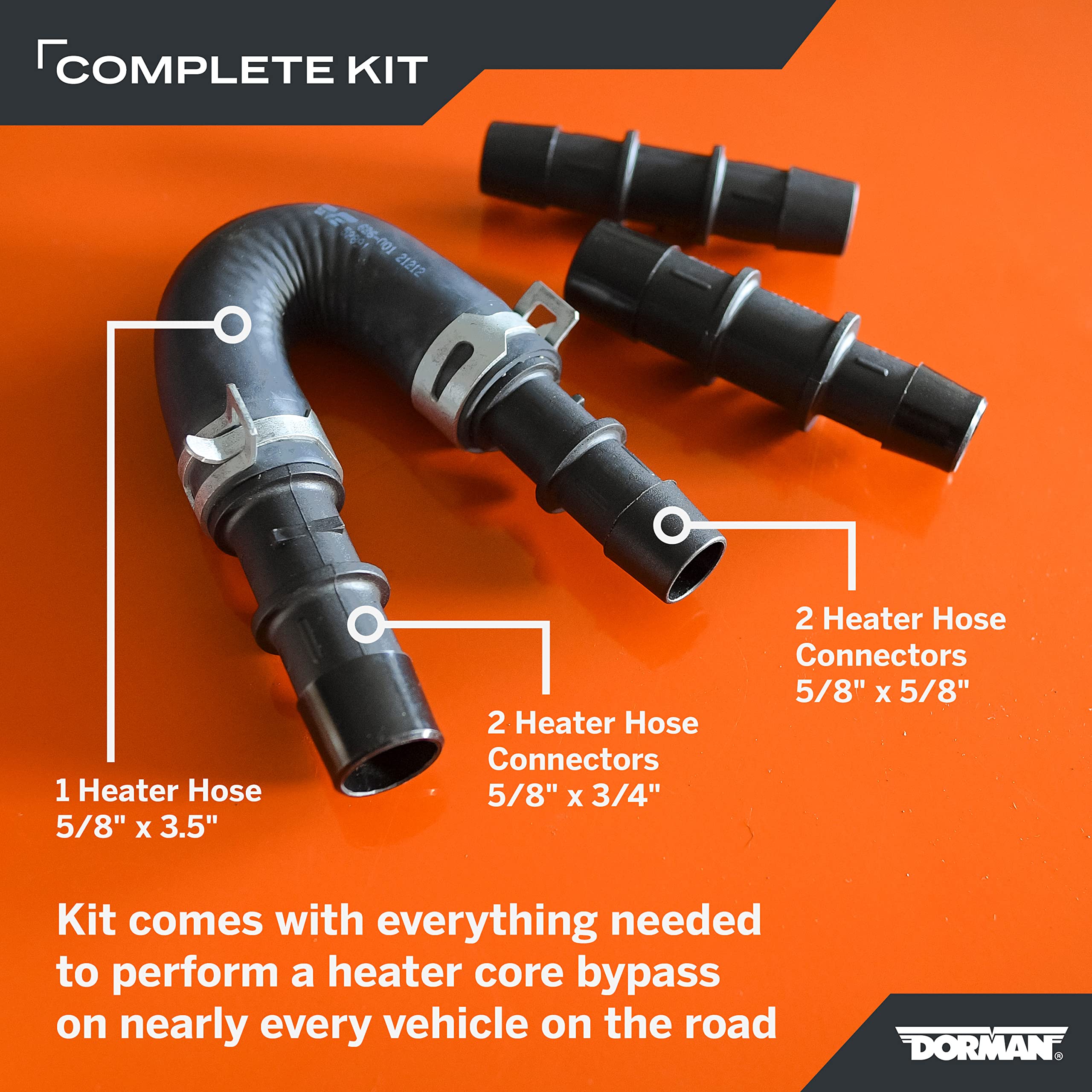 Dorman Engine Heater Core Bypass Kit - Universal Fit, Multi Color, Durable Design for Reliable Performance
