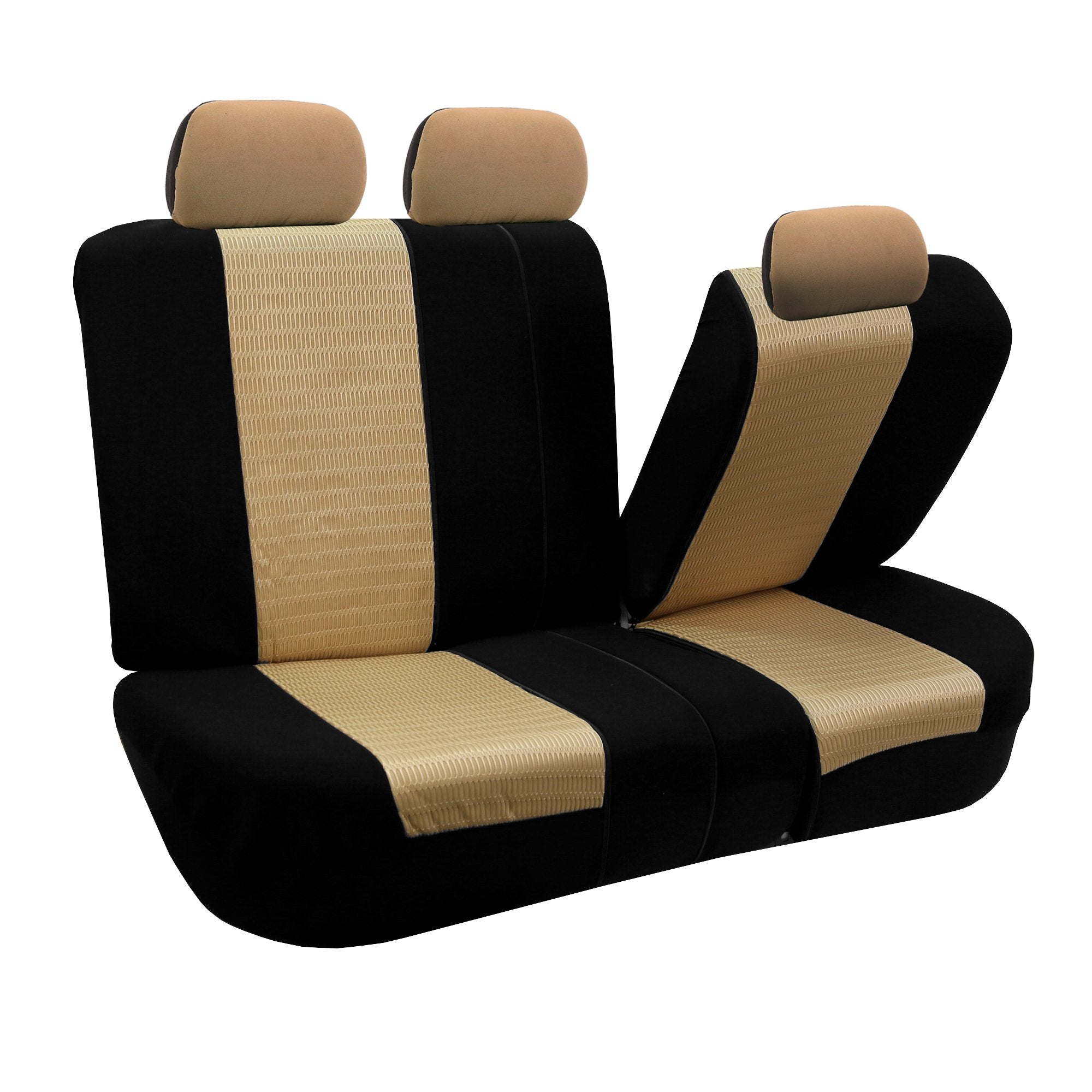 Fh Group Automotive Seat Cover Trendy Elegance For Back Seat Begie Car Interior Accessories For Suv, Sedan & Van Universal Fit C