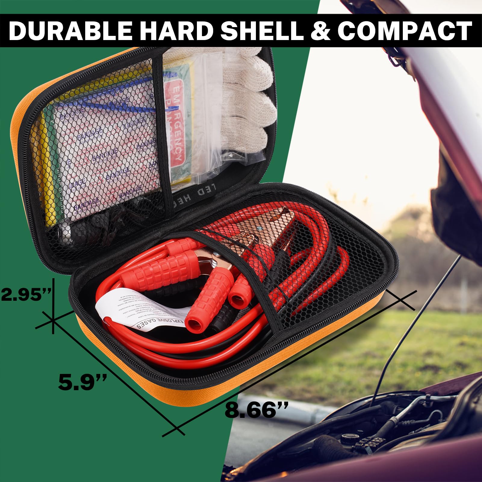 Car Roadside Emergency Kit With Battery Jumper Cables,Car Accessories For Men Or Women,Automotive Safety Kit For Car,Vehicle, Tr
