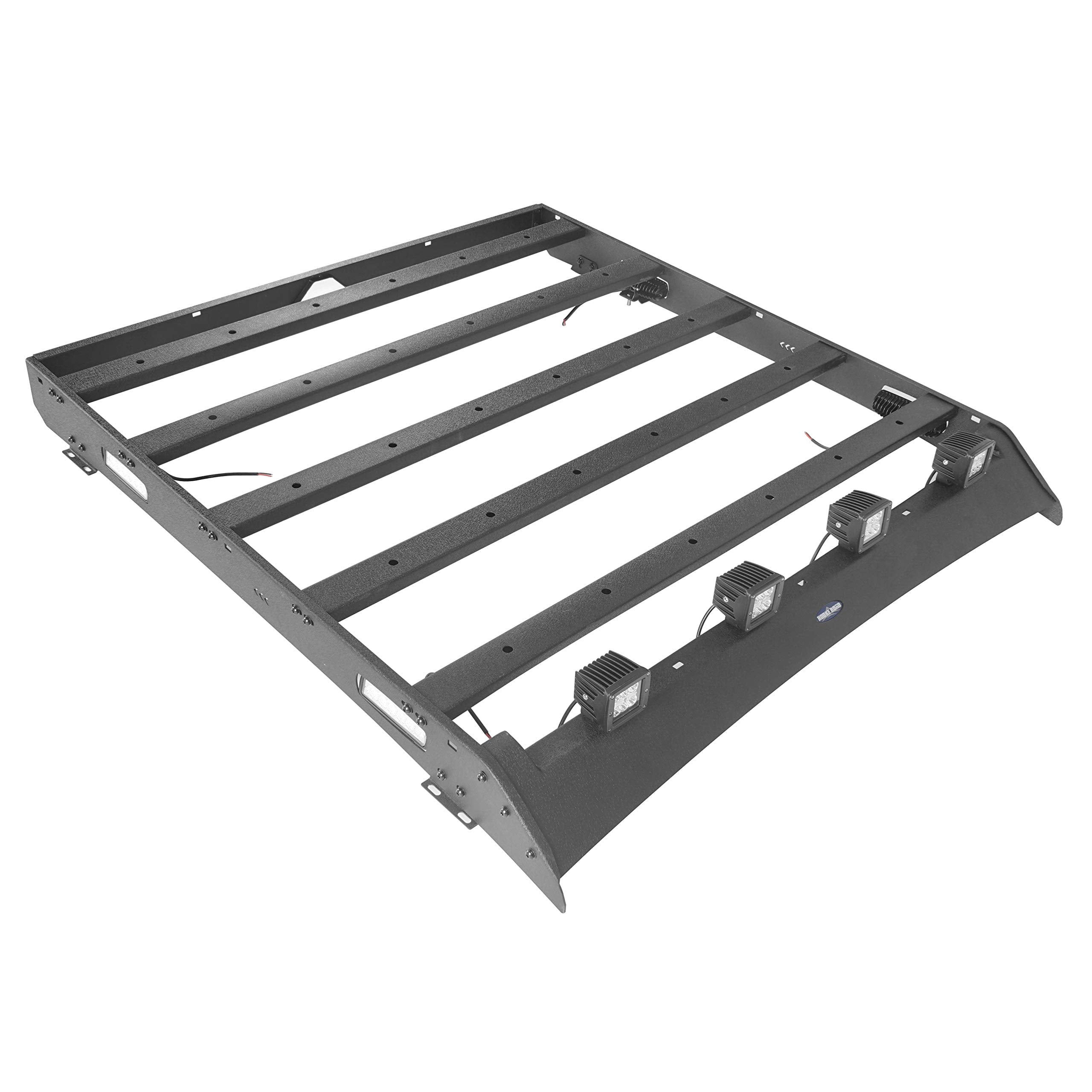 Hooke Road Ram 1500 Top Roof Rack Crossbar Cargo Basket Luggage Carrier Compatible For Dodge Ram 1500 2009-2018 Pickup Truck, Include Front & Side Lights