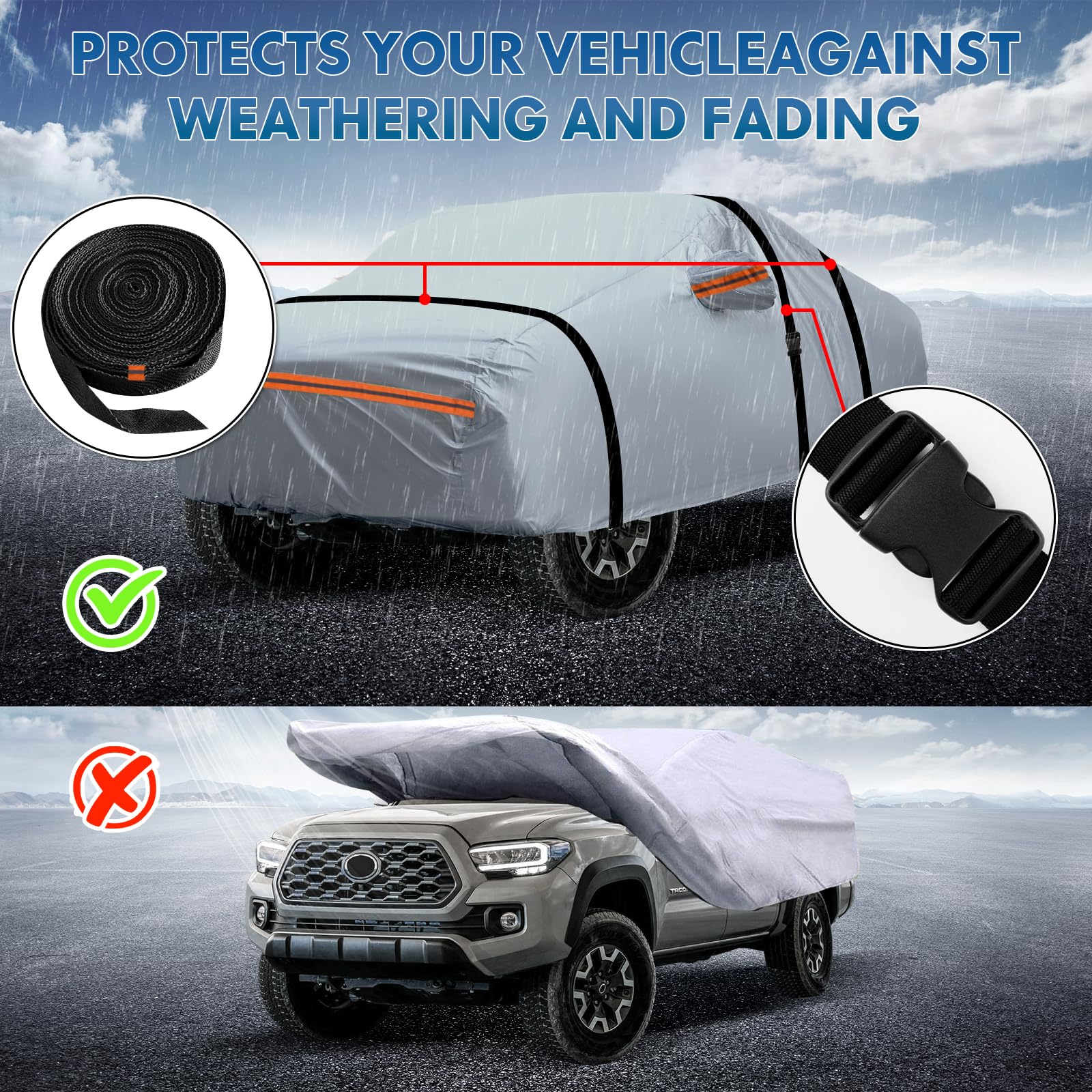 KEYOOG Fit for 188''-199'' Length SUVs, 6-Layer Full Car Cover is All-Weather Waterproof, Universal in All Seasons, Snow Prevent