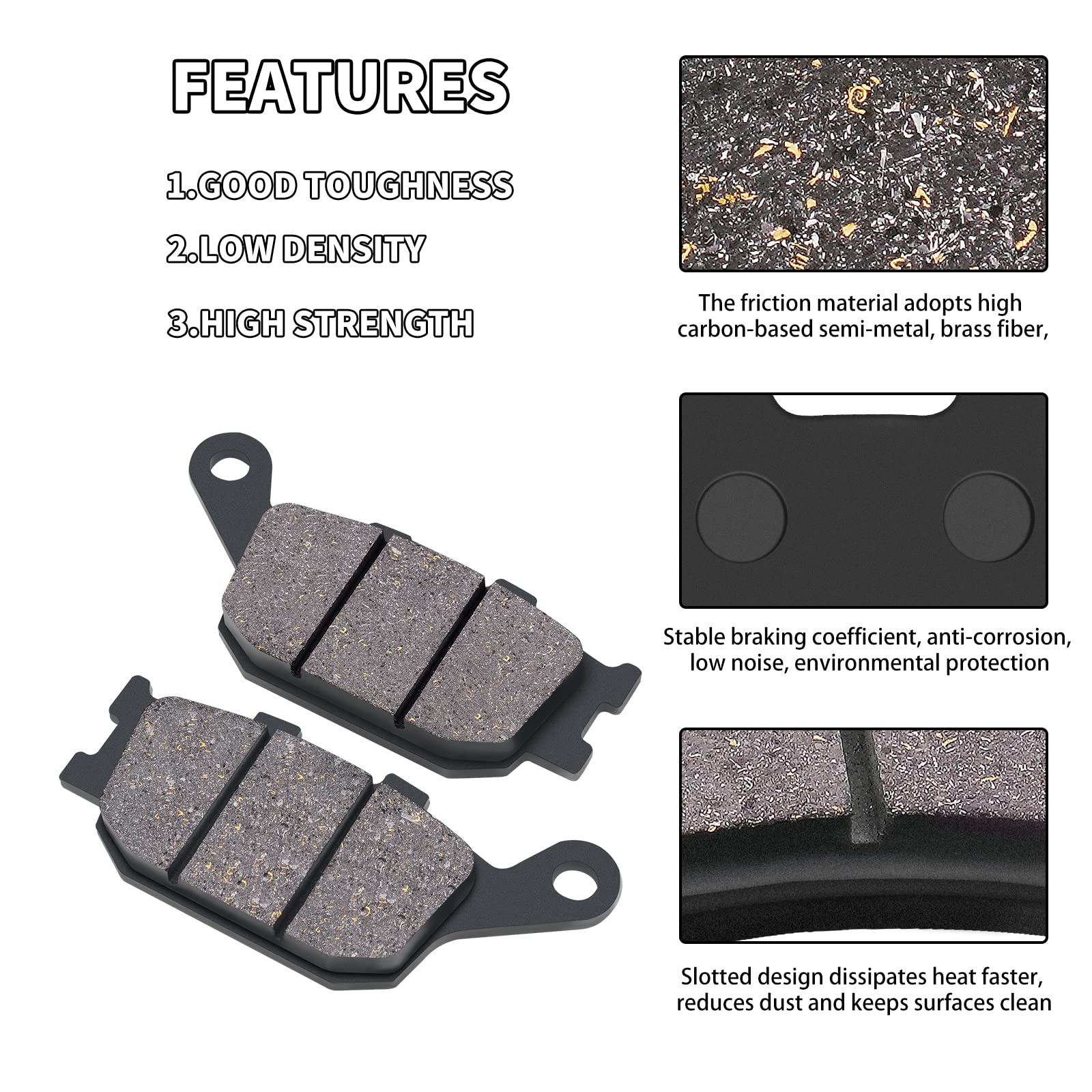 Brake Pads Front & Rear for Honda VTX1300 VTX 1300 C R S Retro 2003-2006 / VT1100C2 VT1100 C2 Shadow 1100 ACE Sabre 1995-2007 /