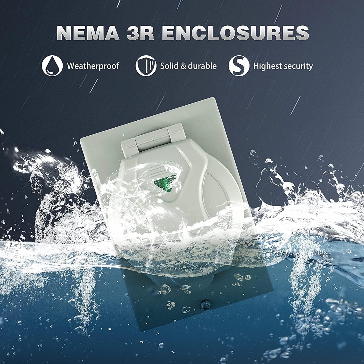 Gerguirry 50 Amp Generator Rv Power Inlet Box, Nema Ss2-50P Generator Plug With Interlock Cord, Nema 3R Power Inletbox For Outdoor Receptacle, Generator Power Inlet, Weatherproof