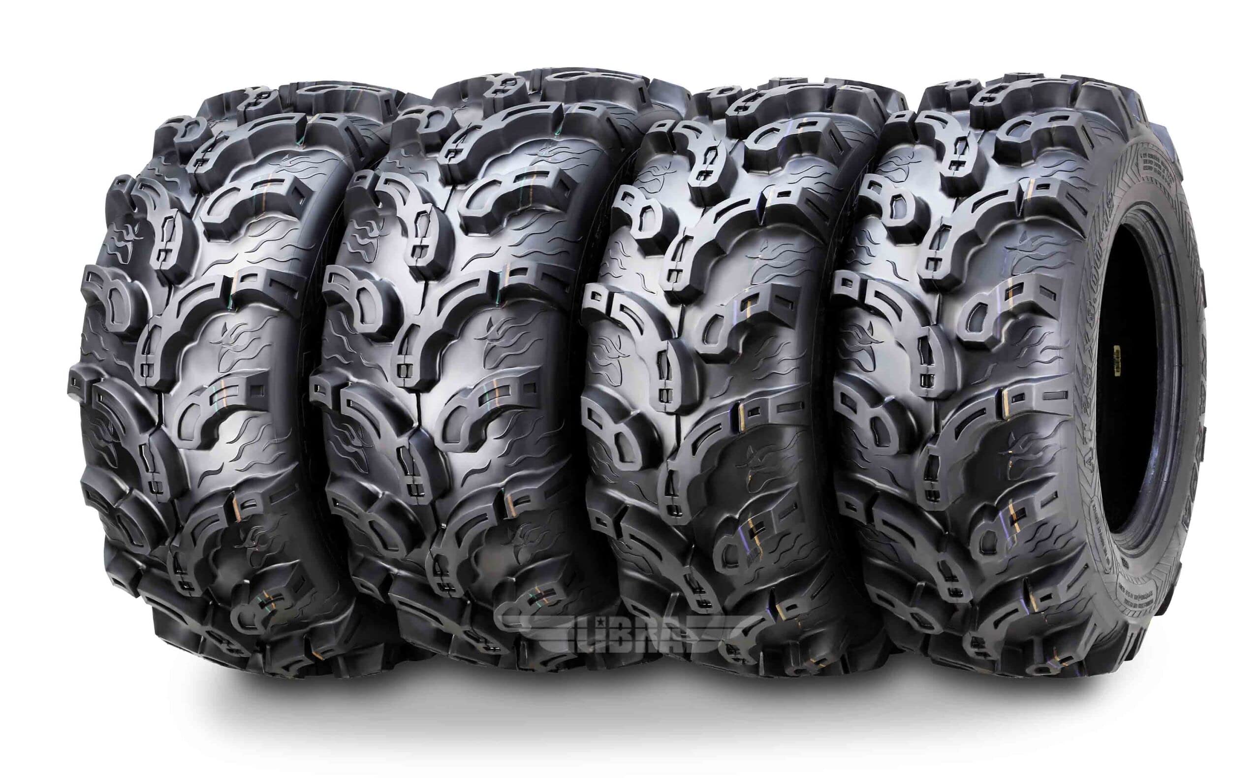 Wanda Set Of 4 New Premium Atv/Utv Tires 25X8-12 Front & 25X10-12 Rear /6Pr Super Lug Mud