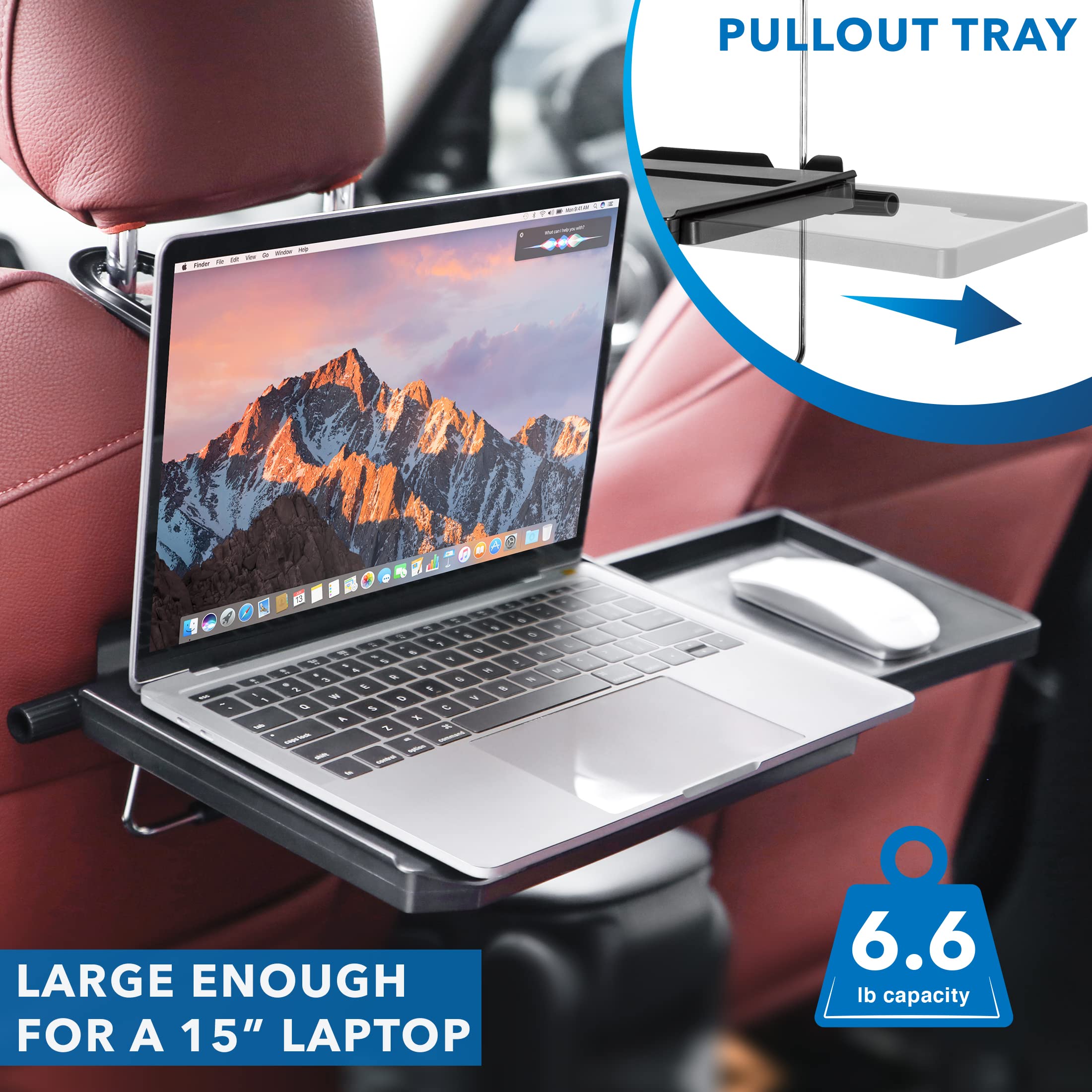 Mount-It! Car Table Tray - Adjustable Height & Tilt, Fits All Models, for Laptops, Food & Drinks, Model MI-7314