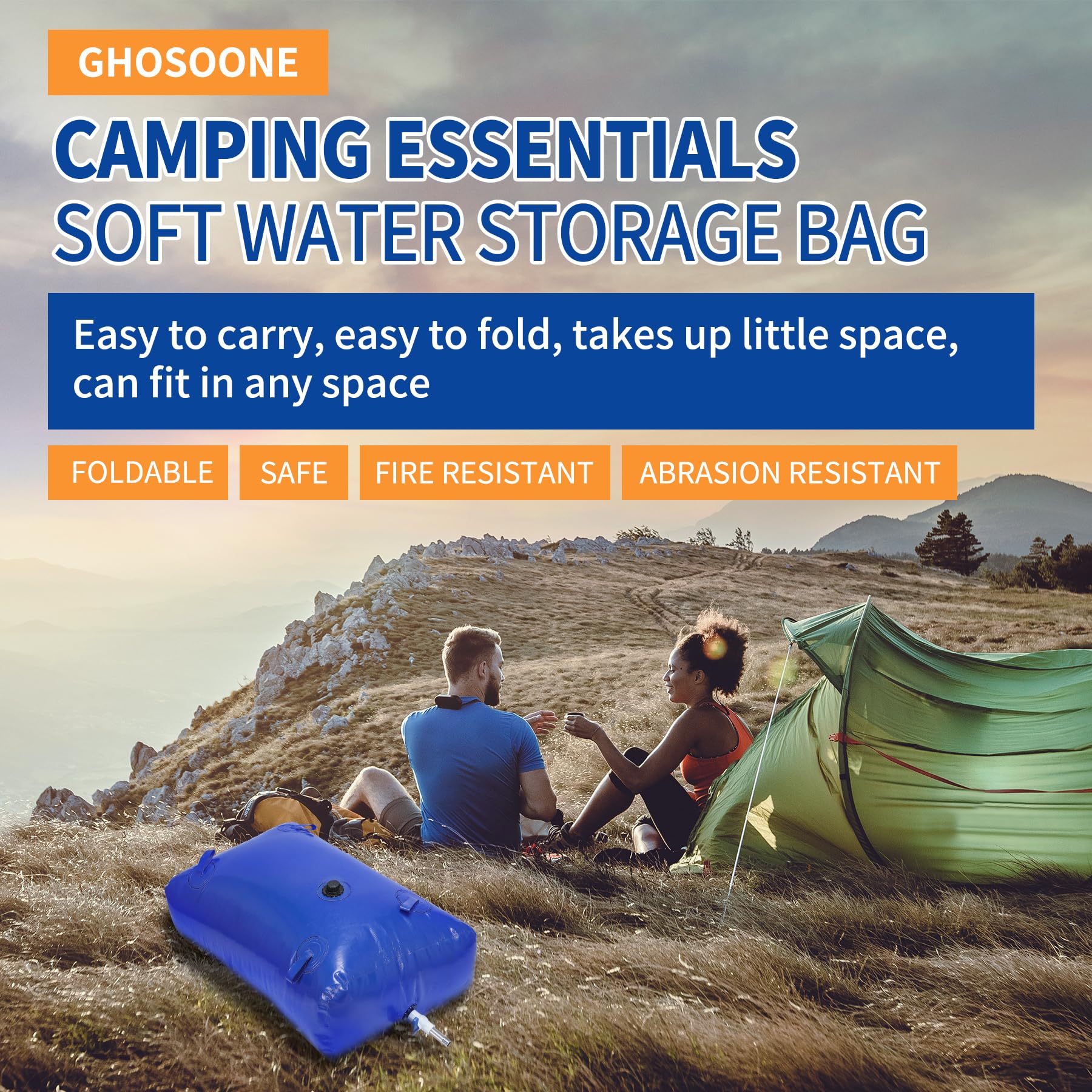 Ghosoone 2480 L/650 Gal Water Bladder Tank, Foldable Portable Water Storage Container, Emergency Water Bag For Rv, Truck Bed, Fi