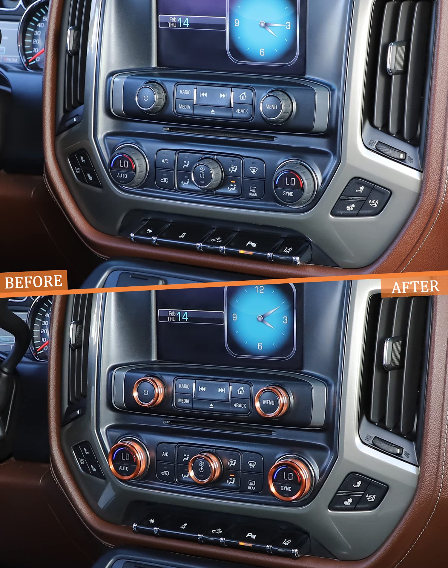 Jecar Center Console Switch Button Trim Air Conditioner Control Knob Cover For Chevy Silverado & Gmc Sierra 2014-2018, Orange