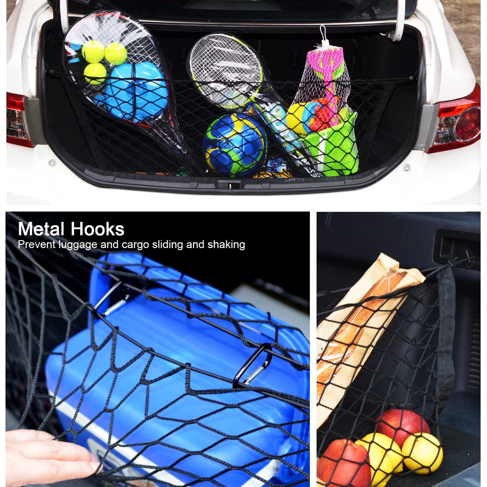 BAILALIBO Cargo Net Stretchable. Adjustable Trunk Nets for SUV, Cars, Jeep and Trucks, Small Automotive Elastic Storage Net with