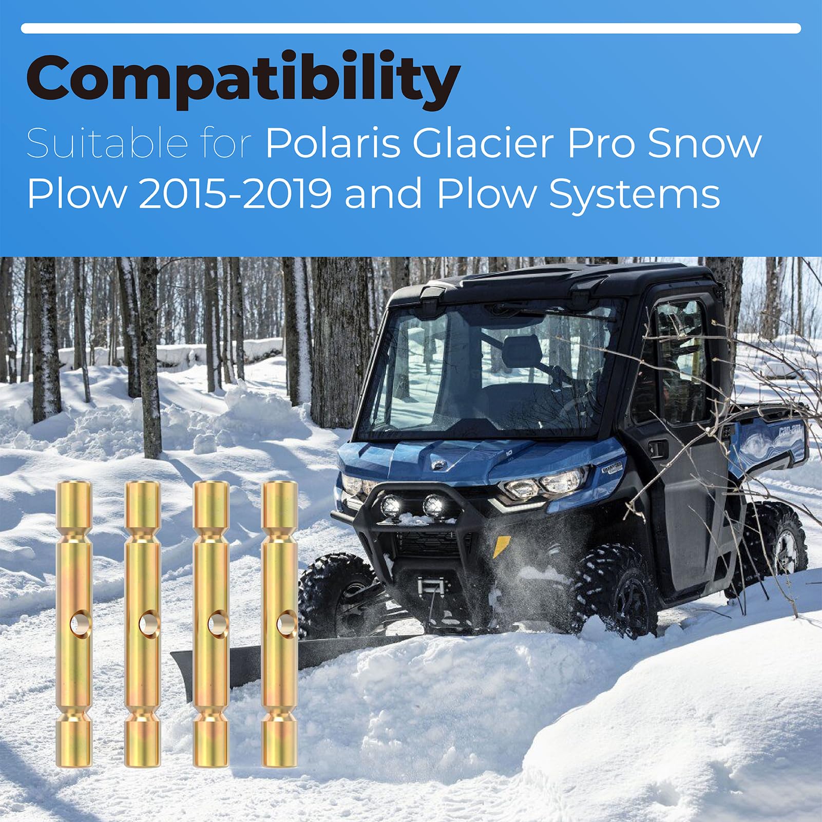 PalpitateC Shear Pin for Polaris ATV 2015-2019, Zinc Plated, Gold, 4pcs Replacement Parts for Snow Plow Glacier Pro