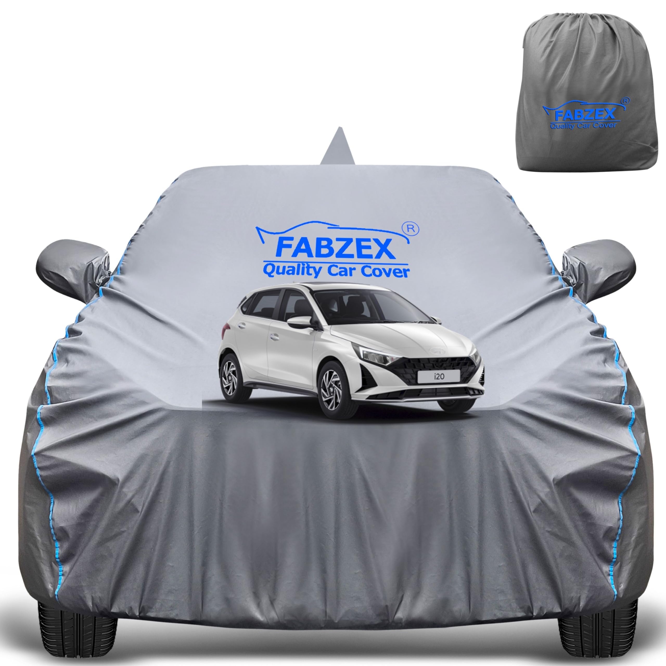 FABZEX Waterproof Car Body Cover Compatible for Hyundai New i20 (2018 to 2025 Models) with Mirror and Antenna Pockets,Triple Sti
