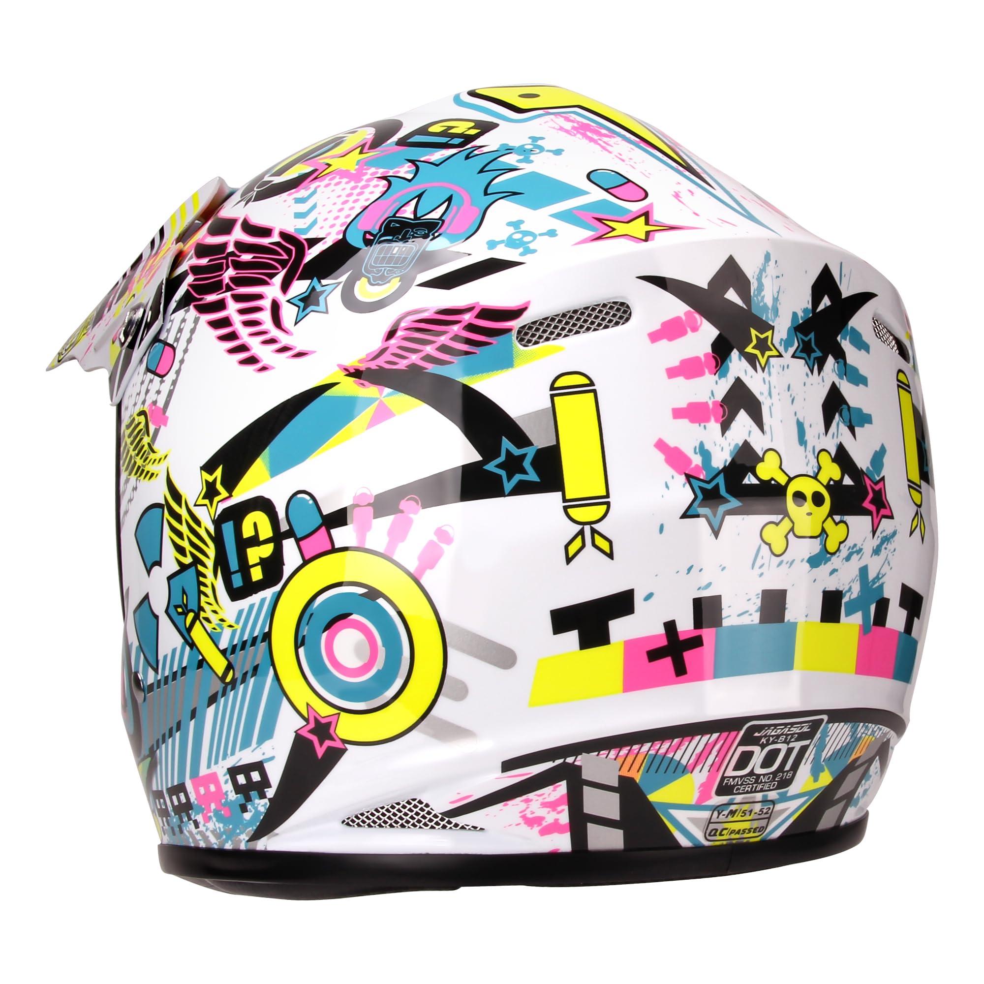 JAGASOL DOT Youth Motocross Helmet, Small, Matte Black, ABS, Model JS-ETYYK-B12, Includes Goggles